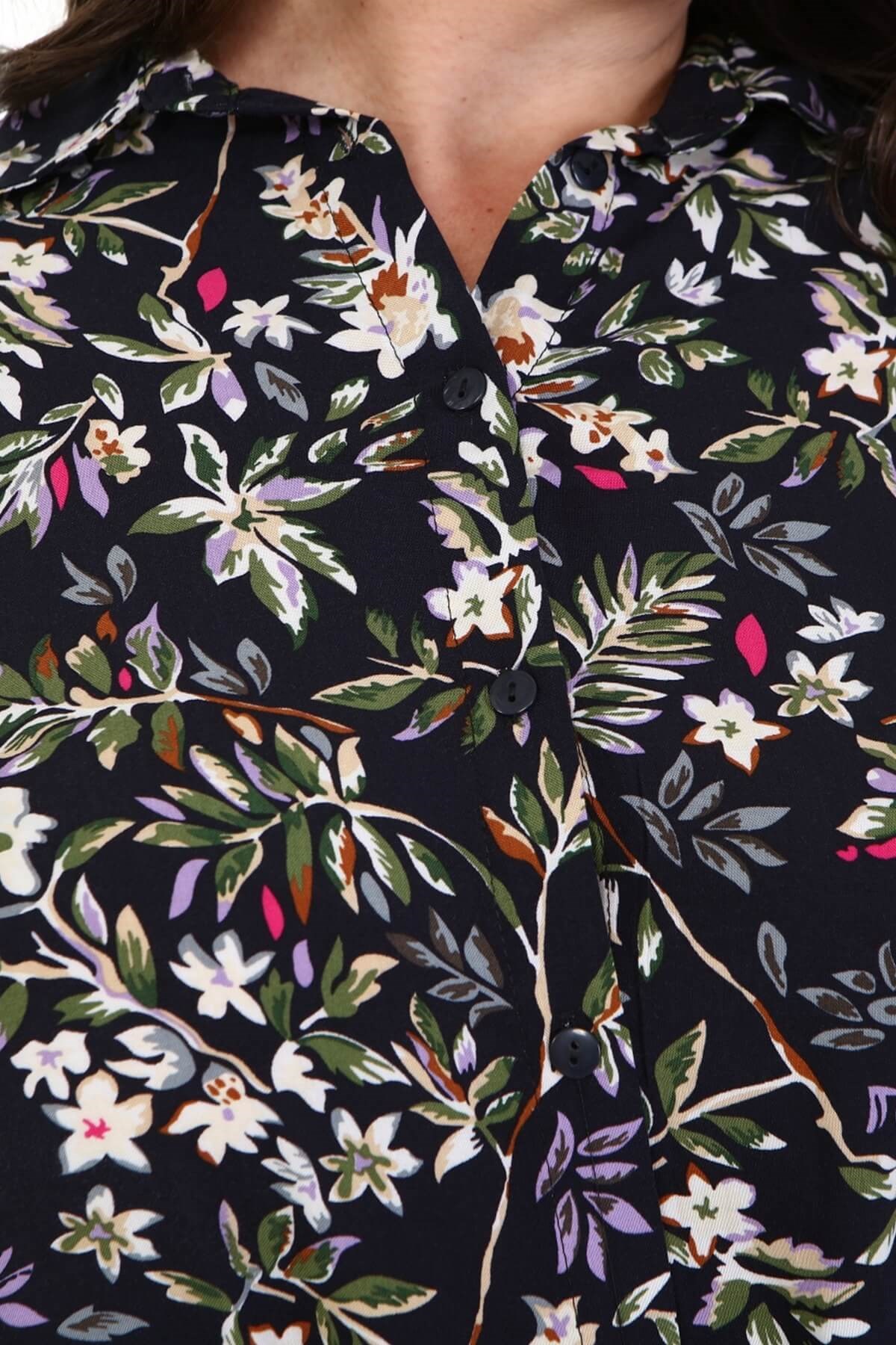 Myline-Kemerli Gömlek Elbise-Büyük Beden Günlük Elbiseler-67010