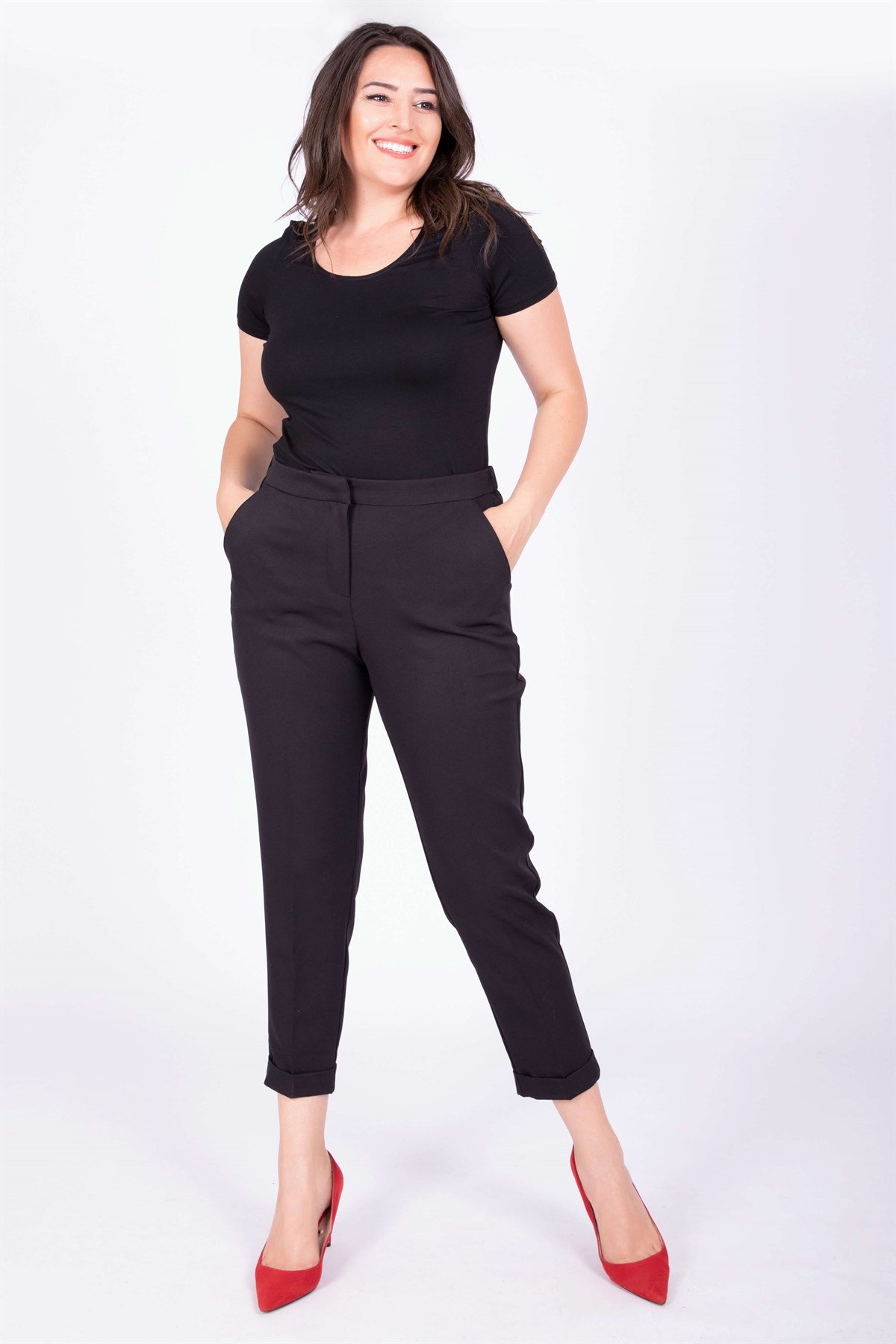 Myline-Kemerli Yandan Lastikli Klasik Pantolon-Alt Giyim-34689