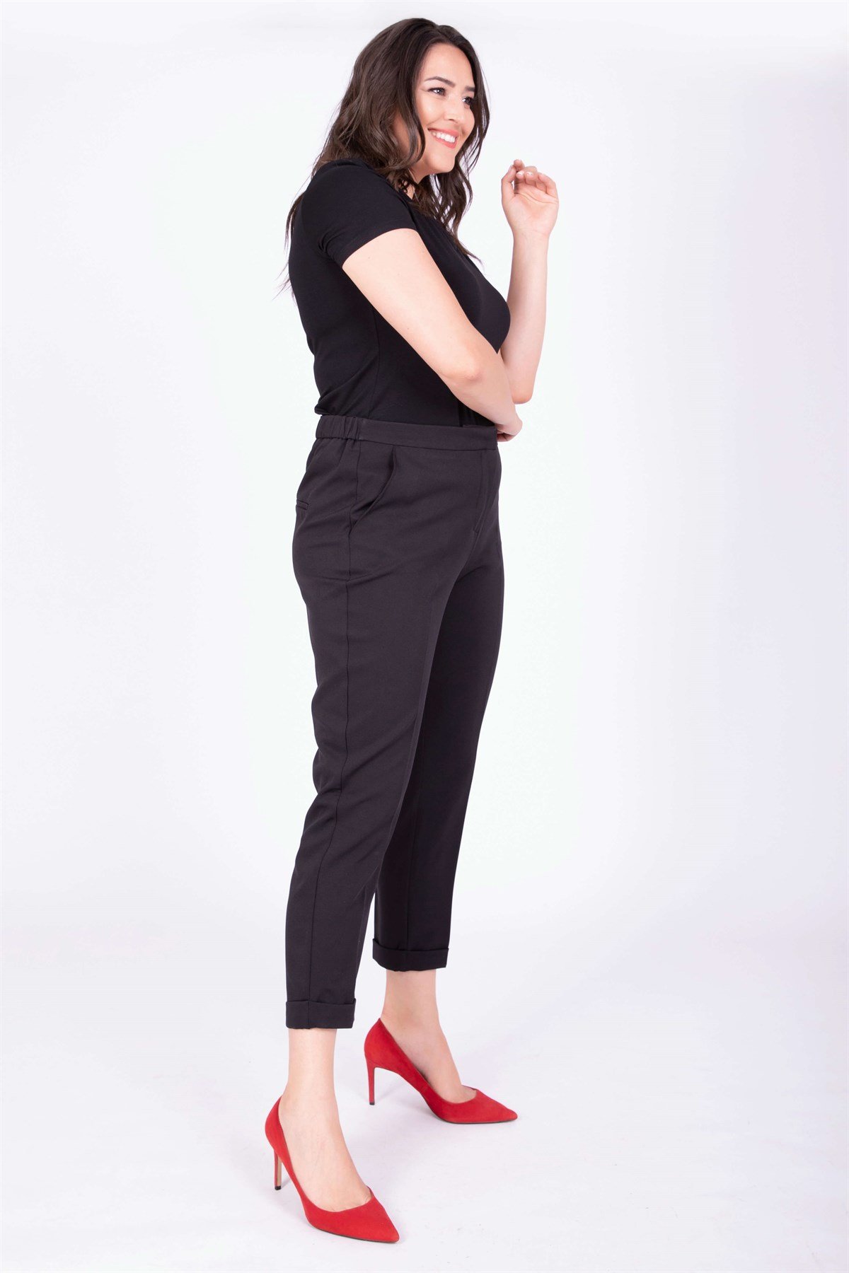 Myline-Kemerli Yandan Lastikli Klasik Pantolon-Alt Giyim-34689