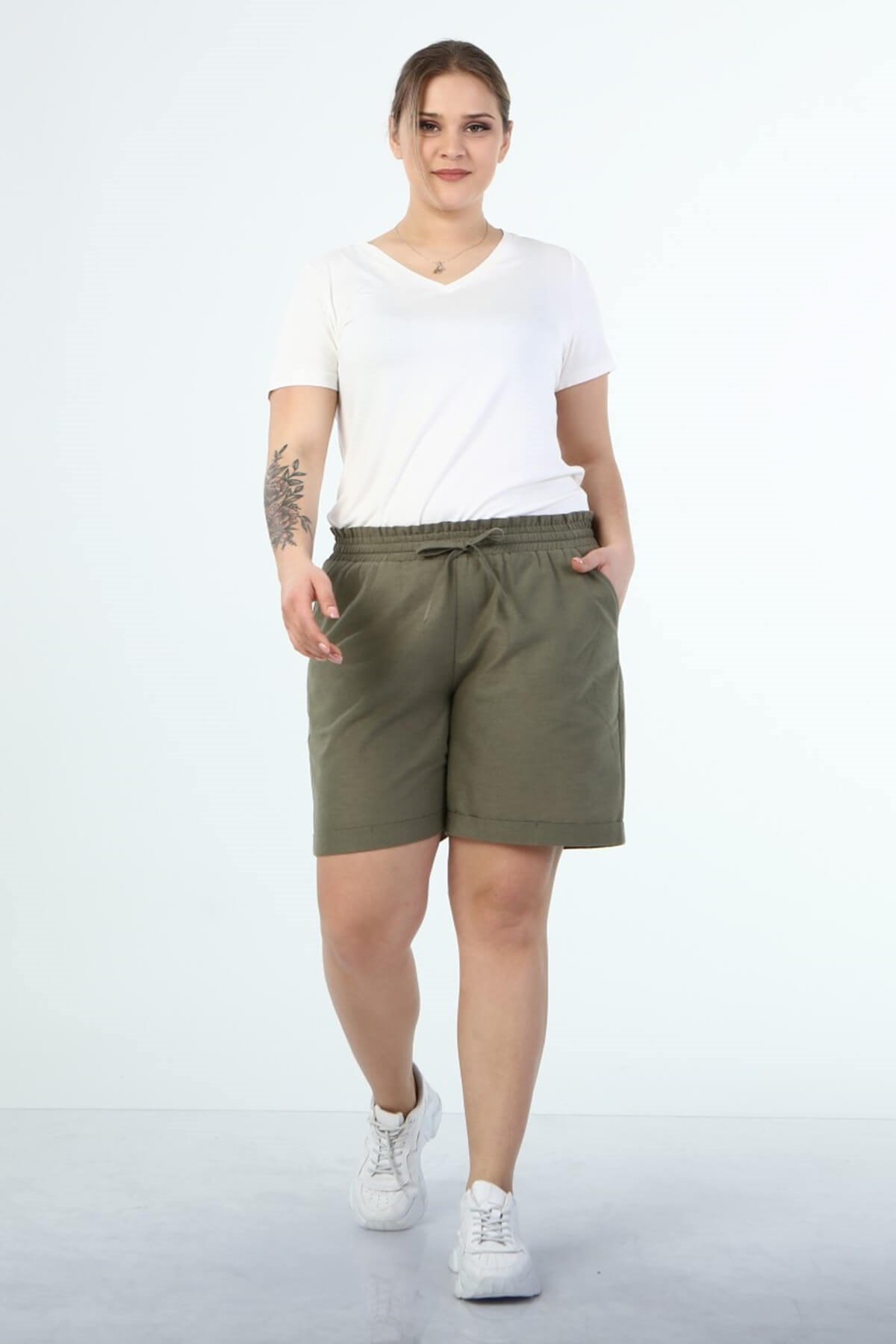 Myline-Keten Şort-Büyük Beden Şort-66676