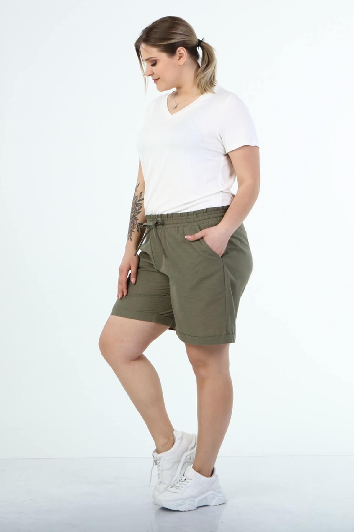 Myline-Keten Şort-Büyük Beden Şort-66676