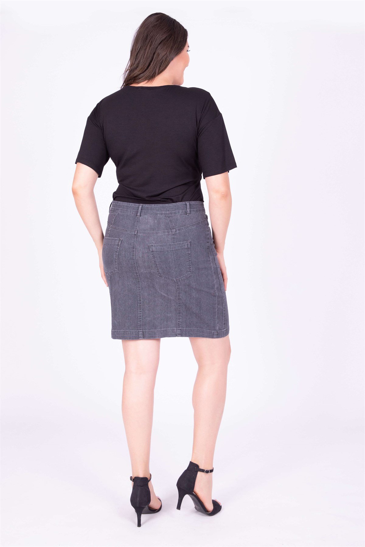 Myline-Kısa Denim Etek-Büyük Beden Etek-23485-m