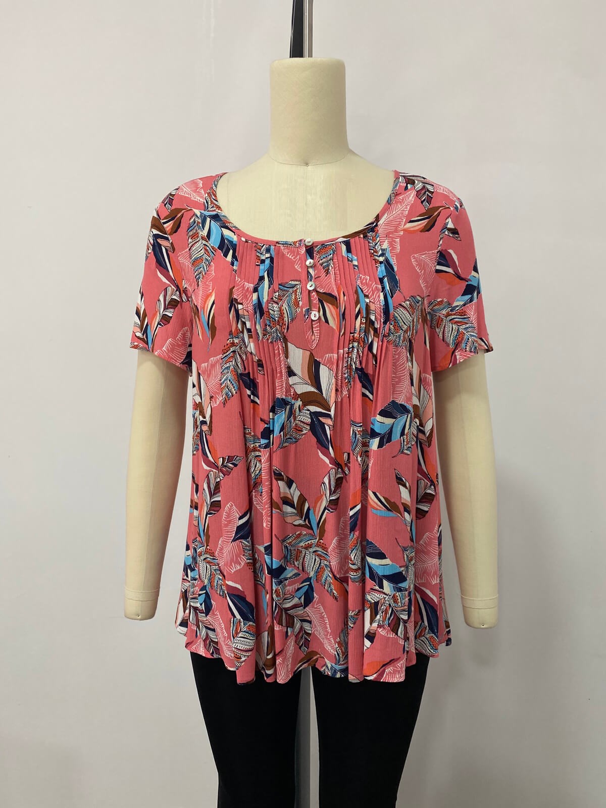 Myline-Kısa Kol Bluz-Büyük Beden Outlet-66555