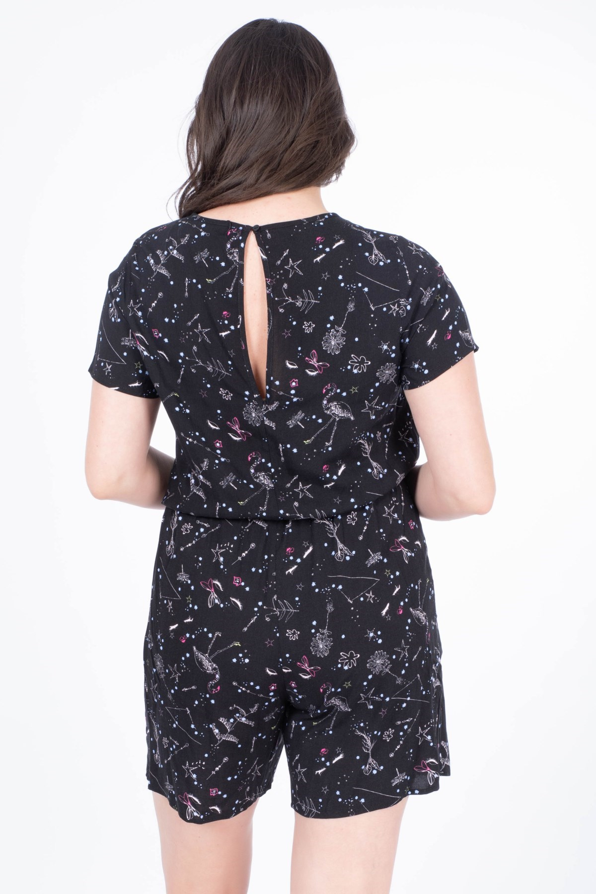 Myline-Kısa Kollu Cepli Tulum-Büyük Beden Tulum-23746