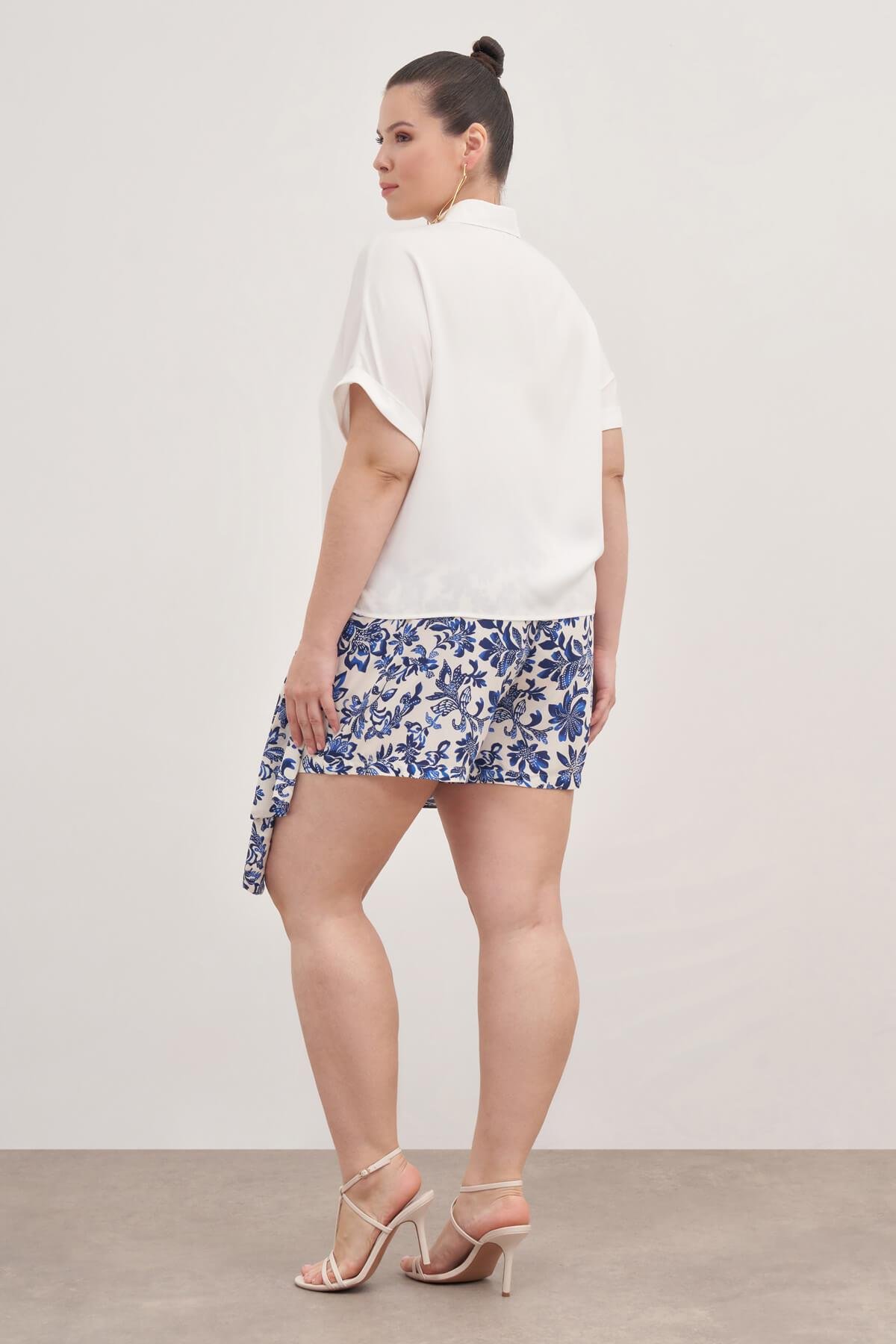 Myline-Kısa Kollu Oversize Gömlek -Büyük Beden Gömlek-139157