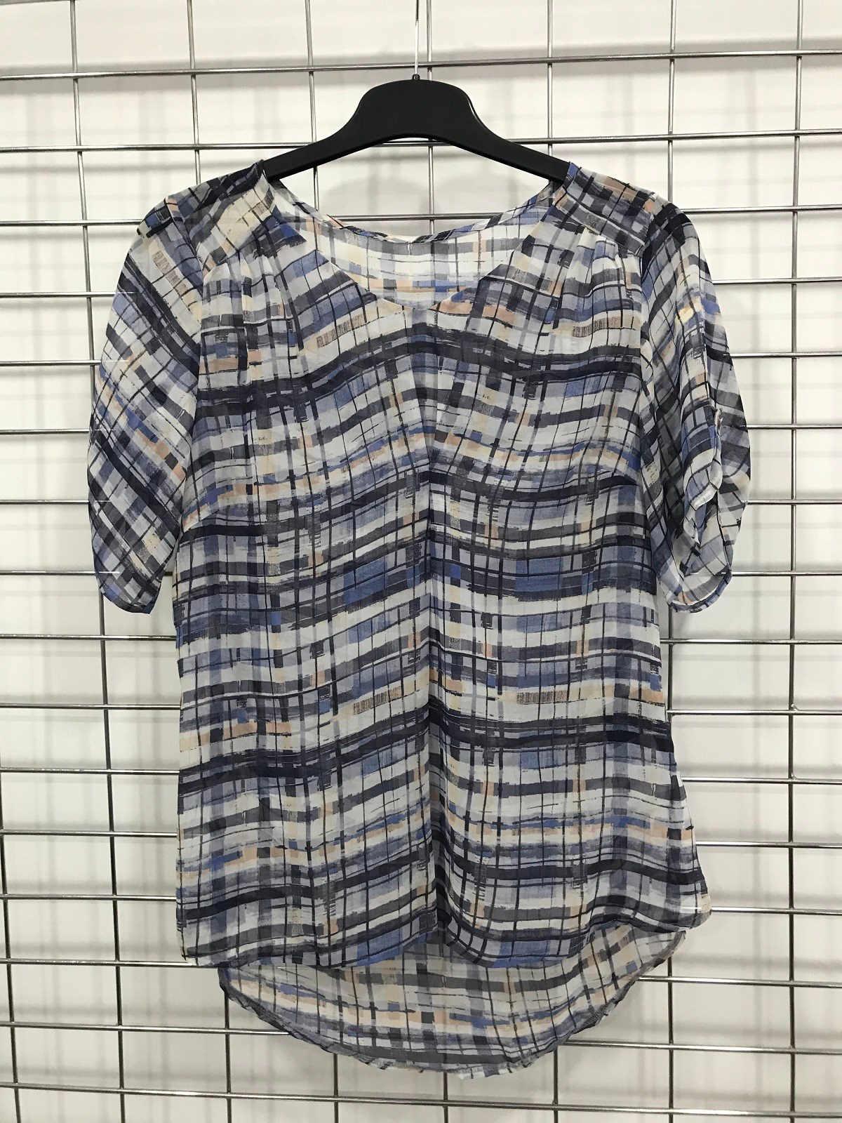 Myline-Kısa Kollu Şifon Bluz-Büyük Beden Outlet-45641