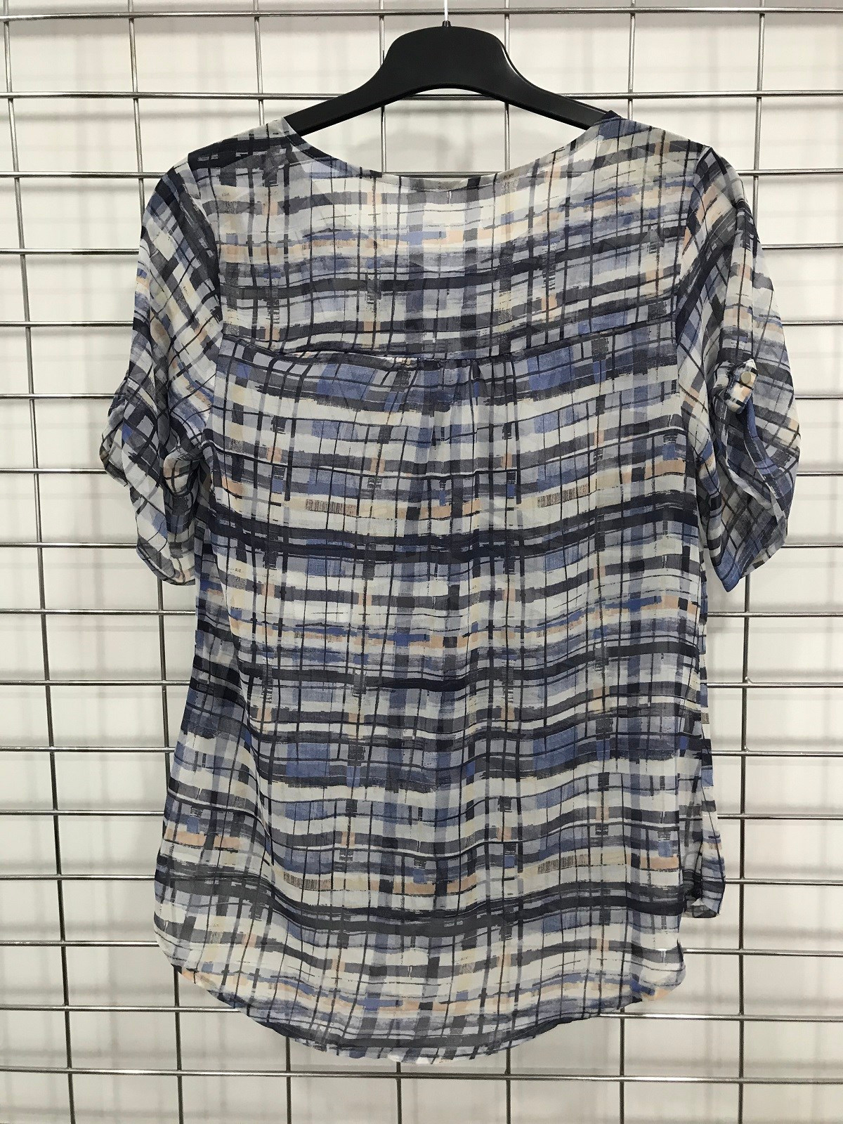 Myline-Kısa Kollu Şifon Bluz-Büyük Beden Outlet-45641