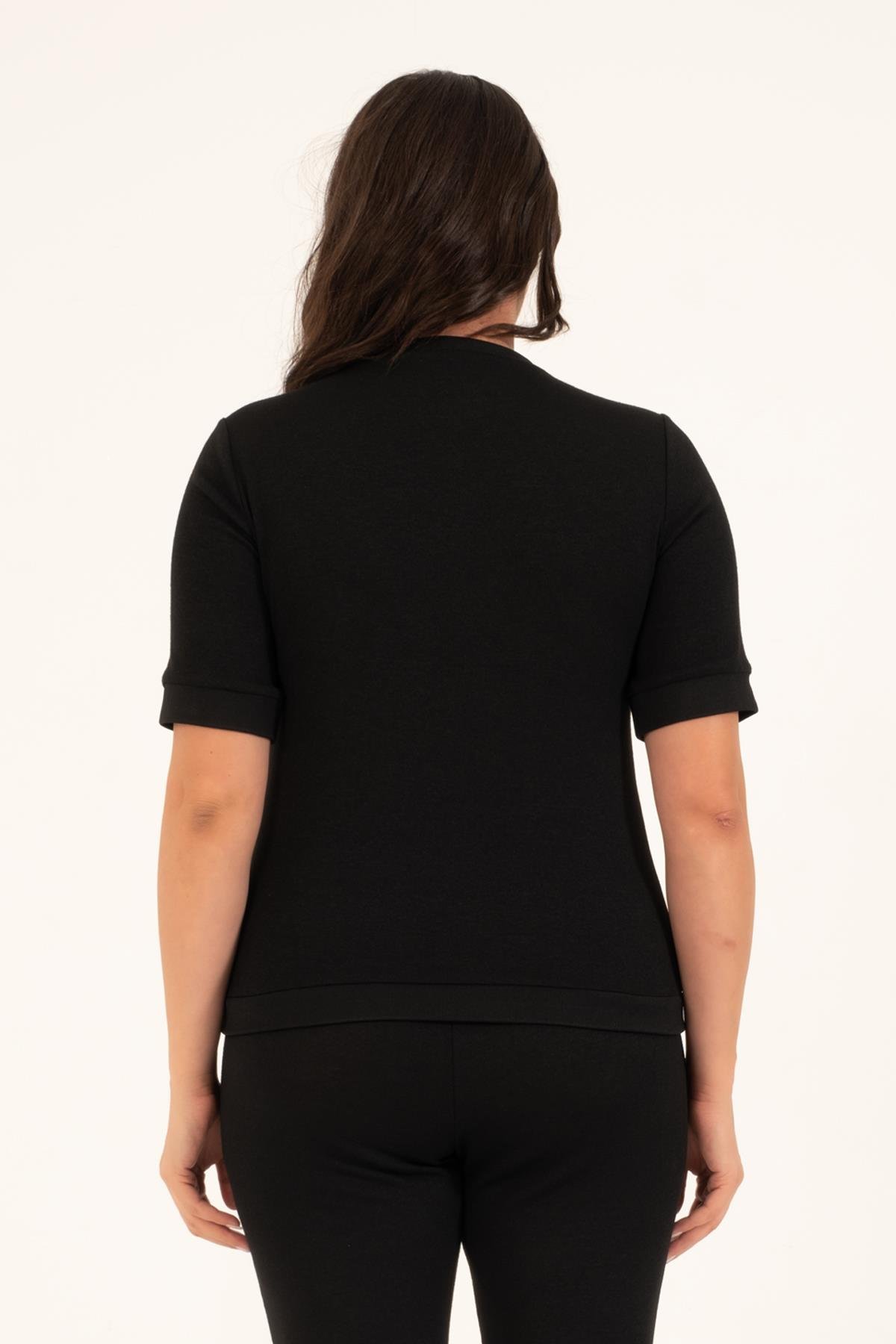 Myline-Kısa Kollu Triko Top-Büyük Beden Tişört-128837