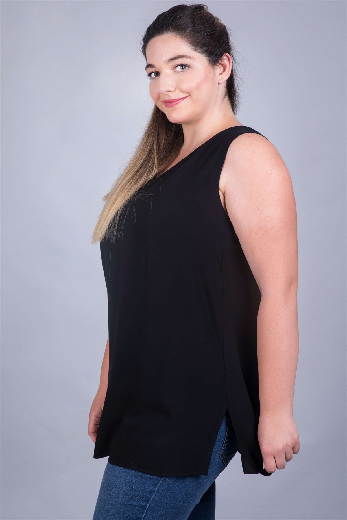 Myline-Kol Detaylı V Yakalı Bluz-Büyük Beden Bluz-23931