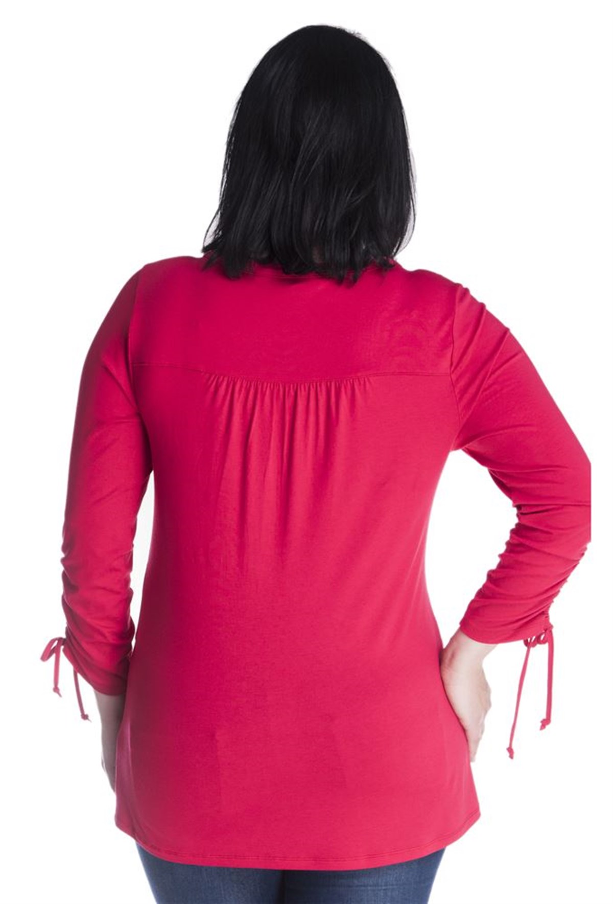 MYLINE-Kolları Ayarlamalı Penye Bluz-Bluz-23447-m