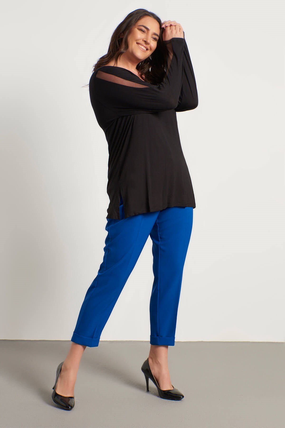 Myline-Kolları File Detaylı Bluz-Büyük Beden Bluz-45742