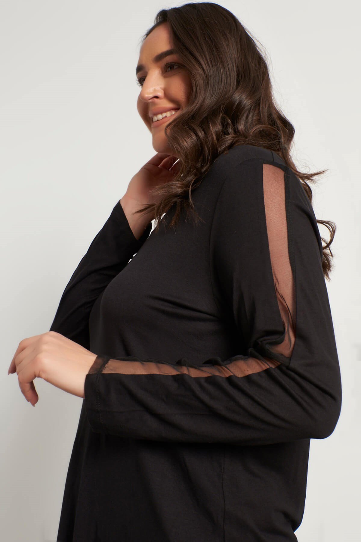 Myline-Kolları File Detaylı Bluz-Büyük Beden Bluz-45742