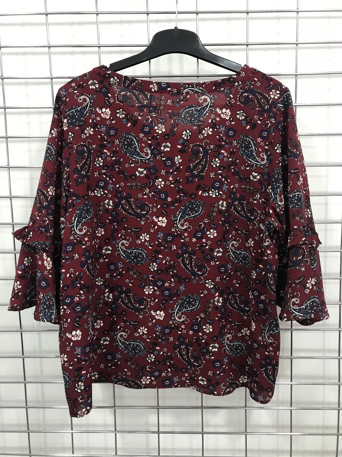 Myline-Kolları Fırfır Detaylı Bluz-Büyük Beden Outlet-45644