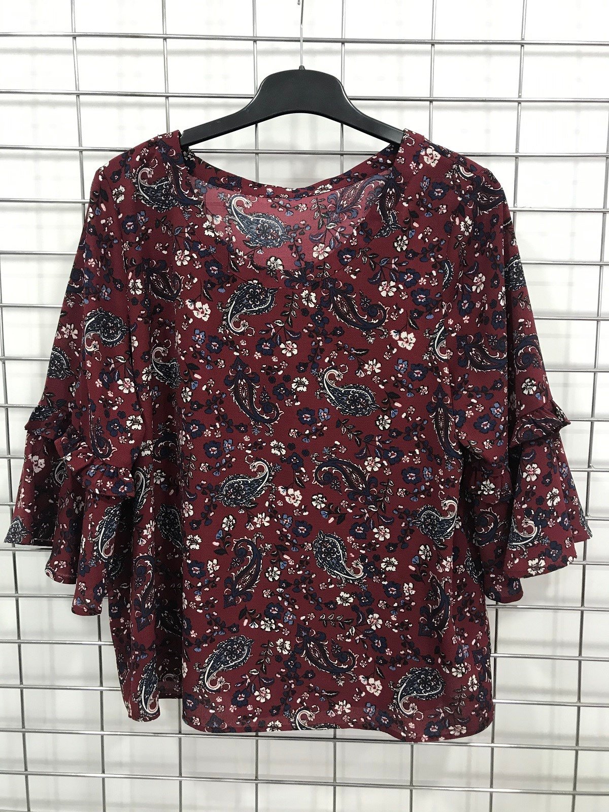 Myline-Kolları Fırfır Detaylı Bluz-Büyük Beden Outlet-45644