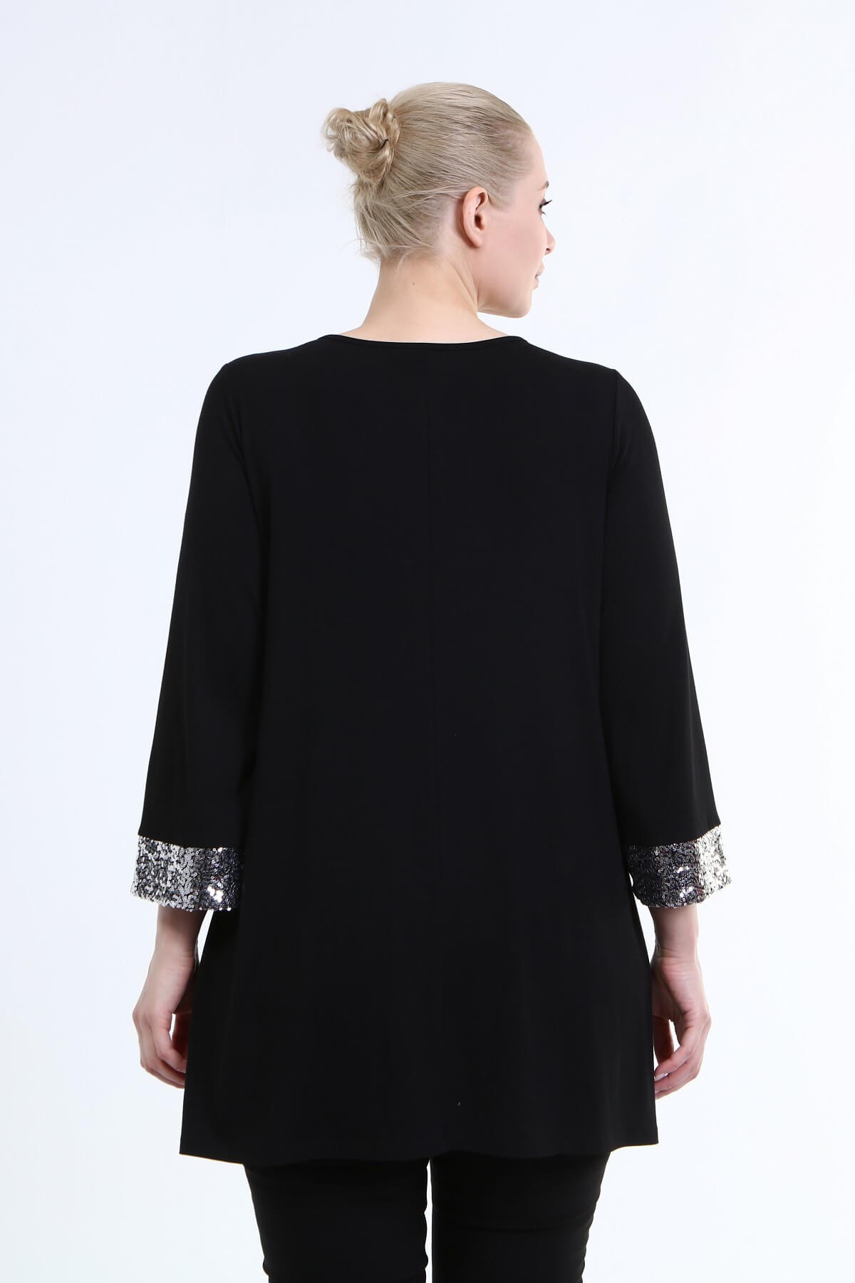 Myline-Kolları Ve Etek Ucu Payetli Tunik-Büyük Beden Tunik-66684