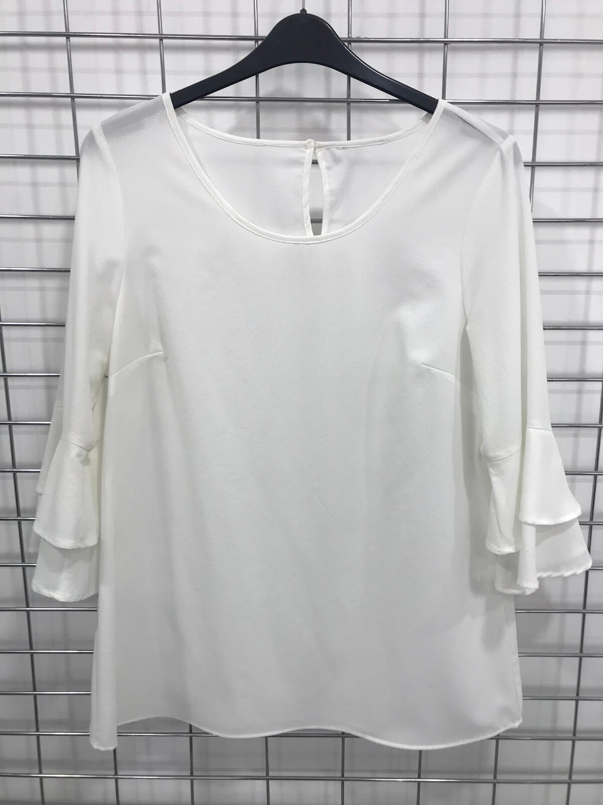 Myline-Kolları Volanlı Bluz-Büyük Beden Outlet-45630