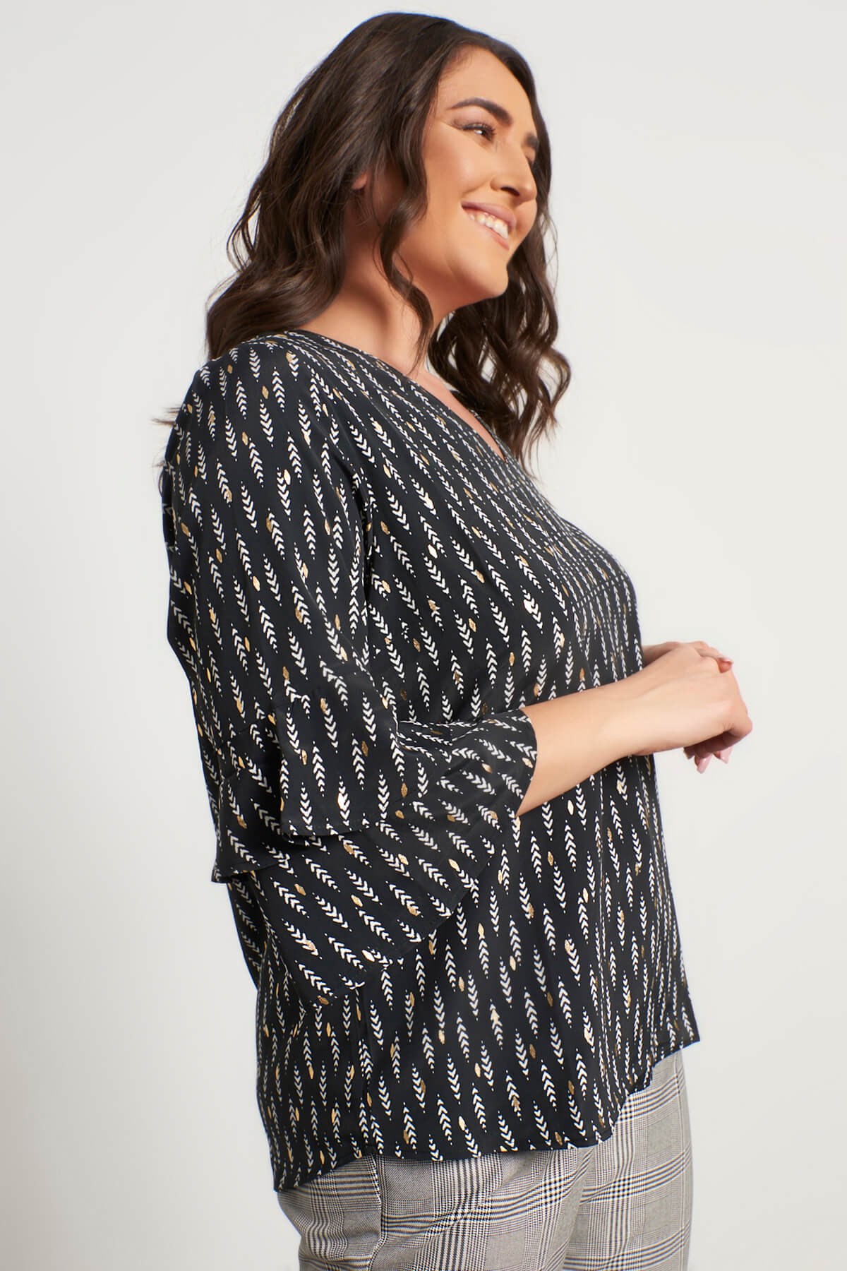 Myline-Kolları Volanlı Bluz-Büyük Beden Bluz-45750