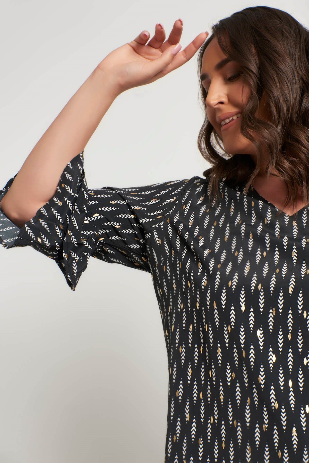 Myline-Kolları Volanlı Bluz-Büyük Beden Bluz-45750