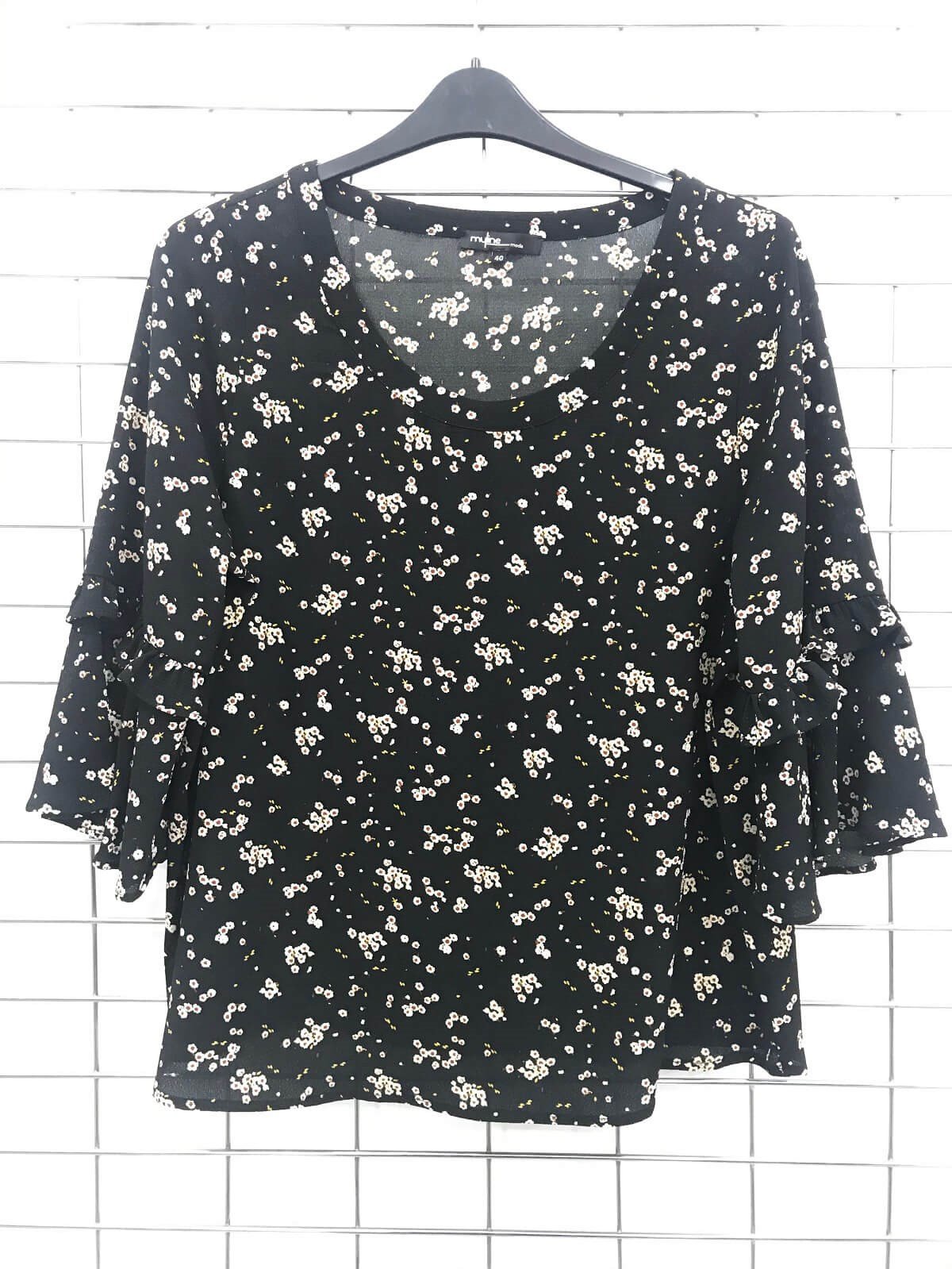 Myline-Kolları Volanlı Bluz-Büyük Beden Outlet-45964