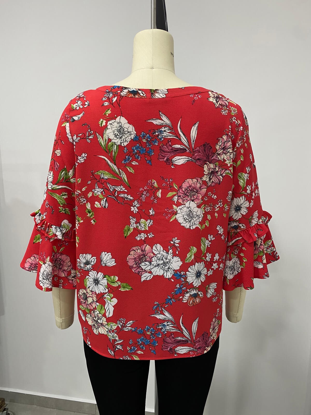 Myline-Kolları Volanlı Bluz-Büyük Beden Outlet-66548