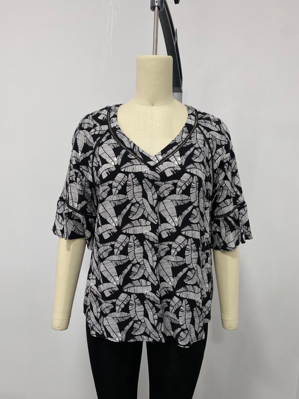 Myline-Kolları Volanlı Bluz-Büyük Beden Outlet-66552