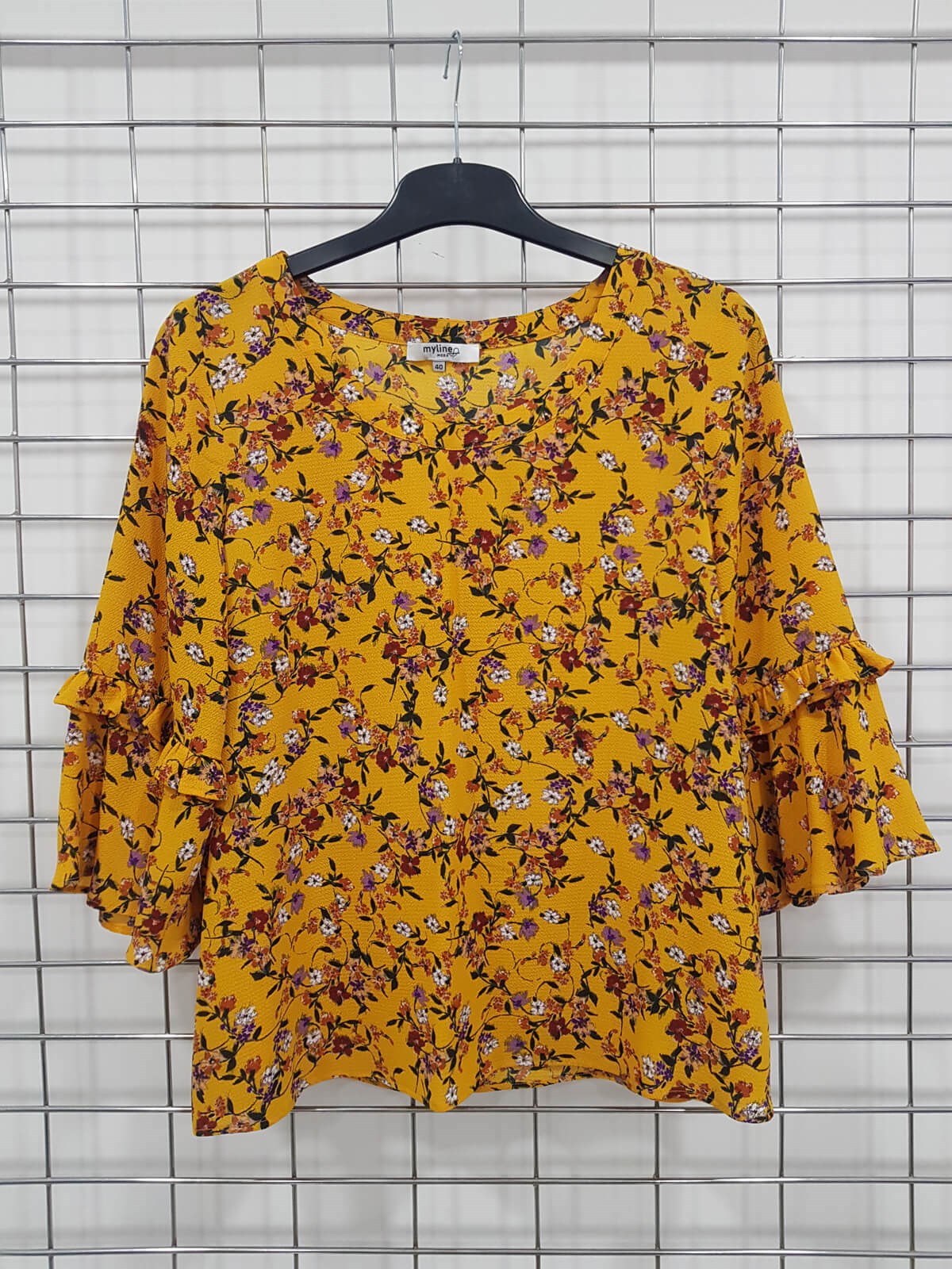 Myline-Kolları Volanlı BLuz-Büyük Beden Outlet-66574