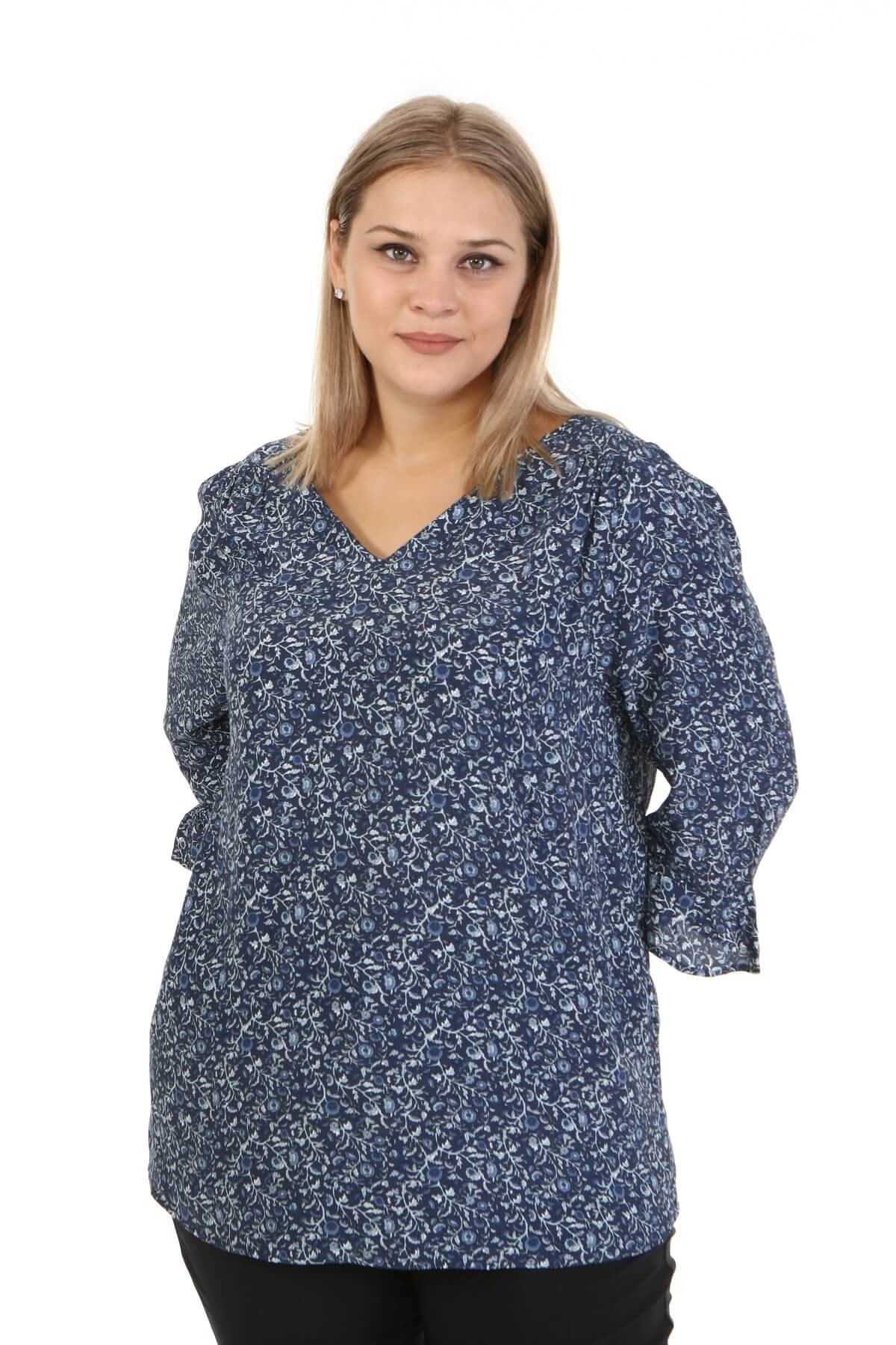 Myline-Kolları Volanlı Bluz-Büyük Beden Bluz-67053