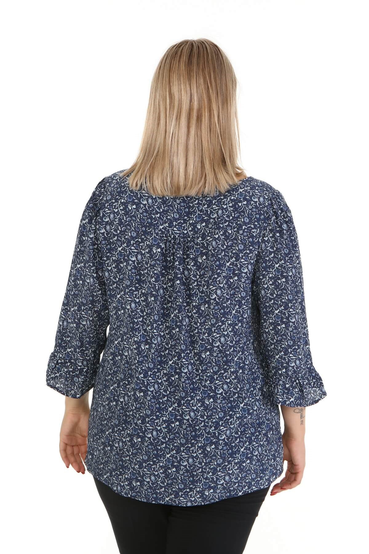 Myline-Kolları Volanlı Bluz-Büyük Beden Bluz-67053