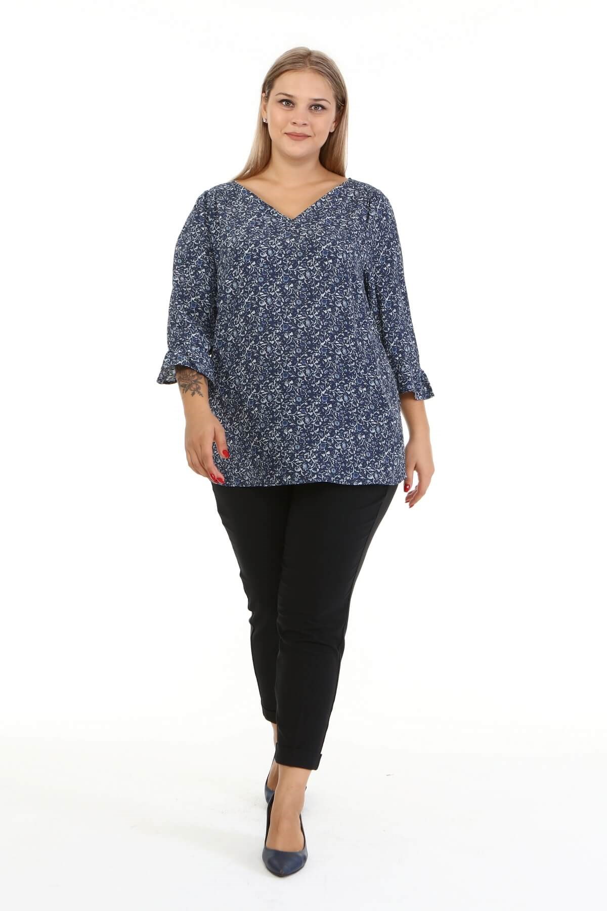 Myline-Kolları Volanlı Bluz-Büyük Beden Bluz-67053