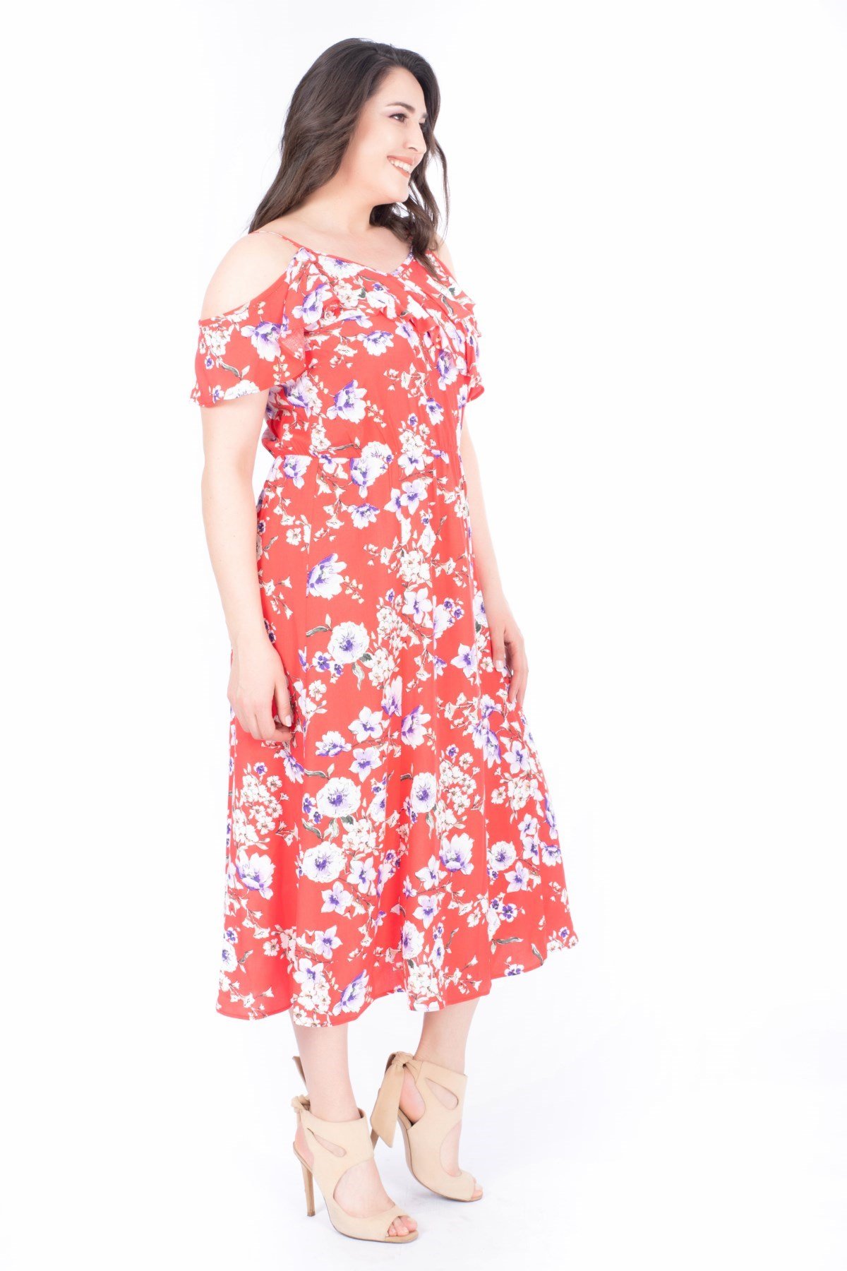 Myline-Kolları Volanlı Elbise-Elbise-34649