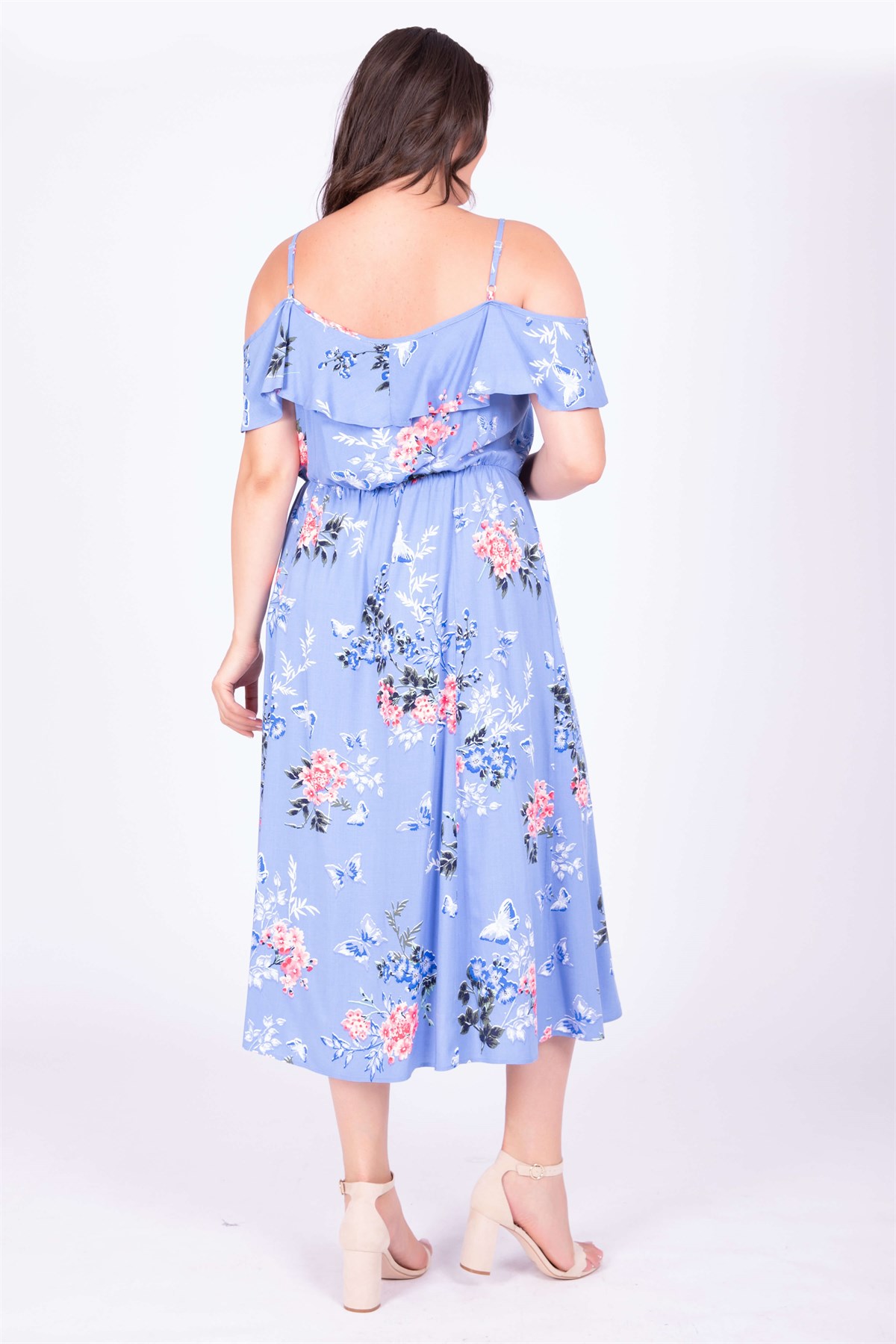 Myline-Kolları Volanlı Elbise-Büyük Beden Günlük Elbiseler-34669