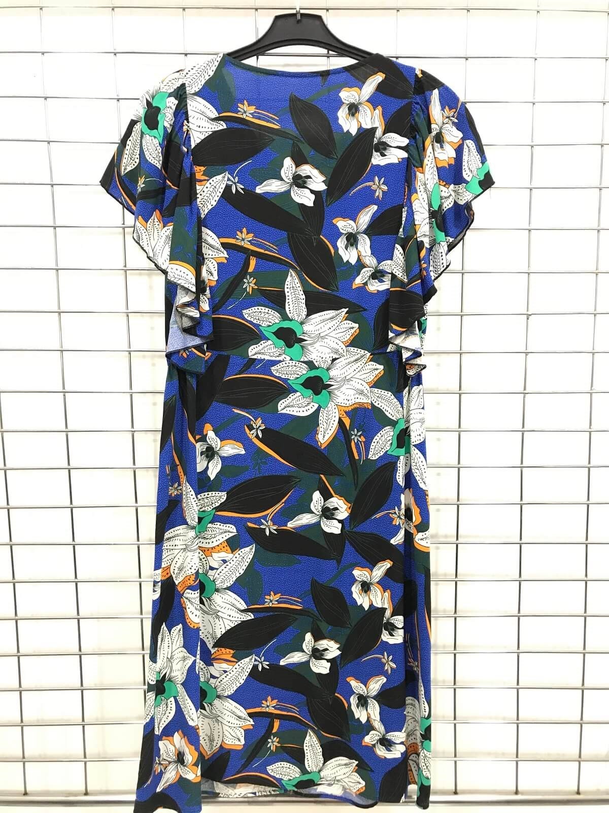 Myline-Kolları Volanlı V Yaka Elbise-Büyük Beden Günlük Elbiseler-45917