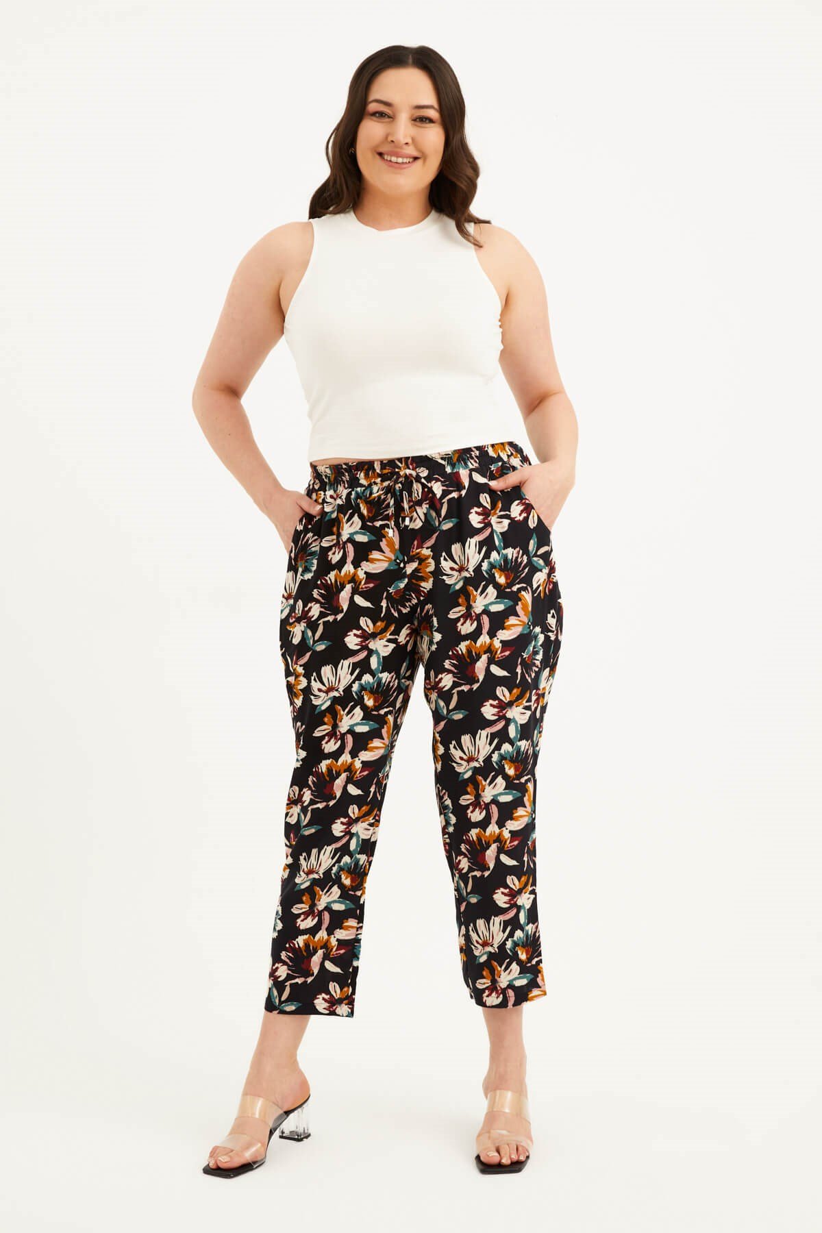 Myline-Kolsuz Crop Top-Büyük Beden Tişört-77540