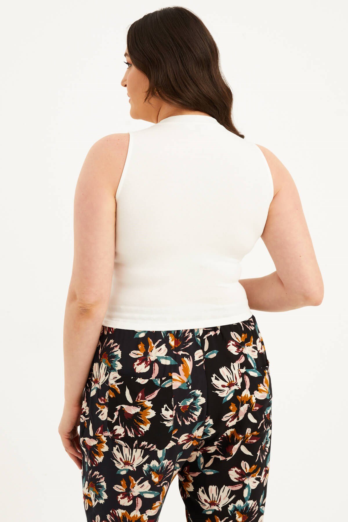 Myline-Kolsuz Crop Top-Büyük Beden Tişört-77540