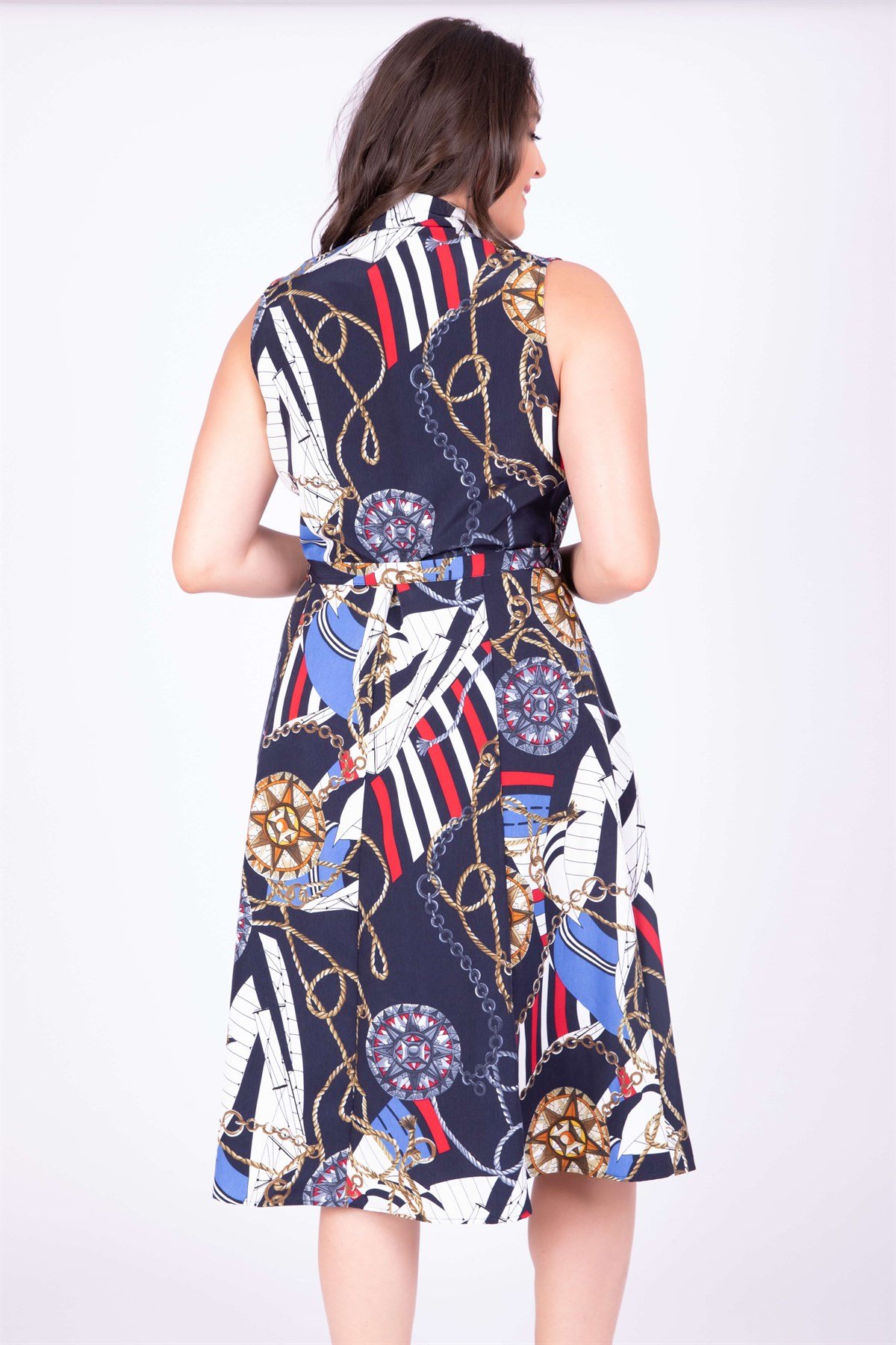 Myline-Kolsuz Gömlek Elbise-Büyük Beden Günlük Elbiseler-34739