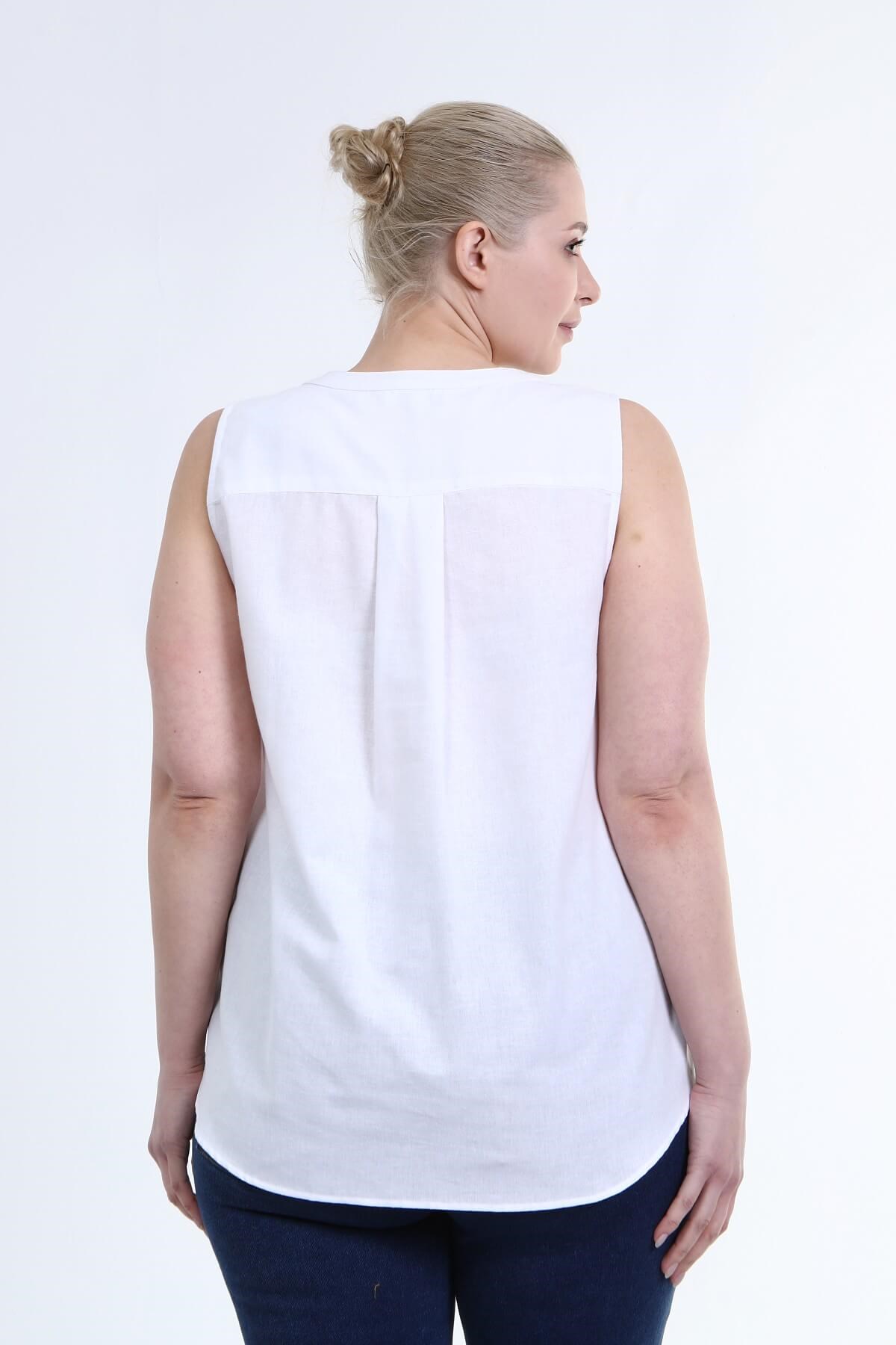 Myline-Kolsuz Keten Gömlek -Büyük Beden Gömlek-66655