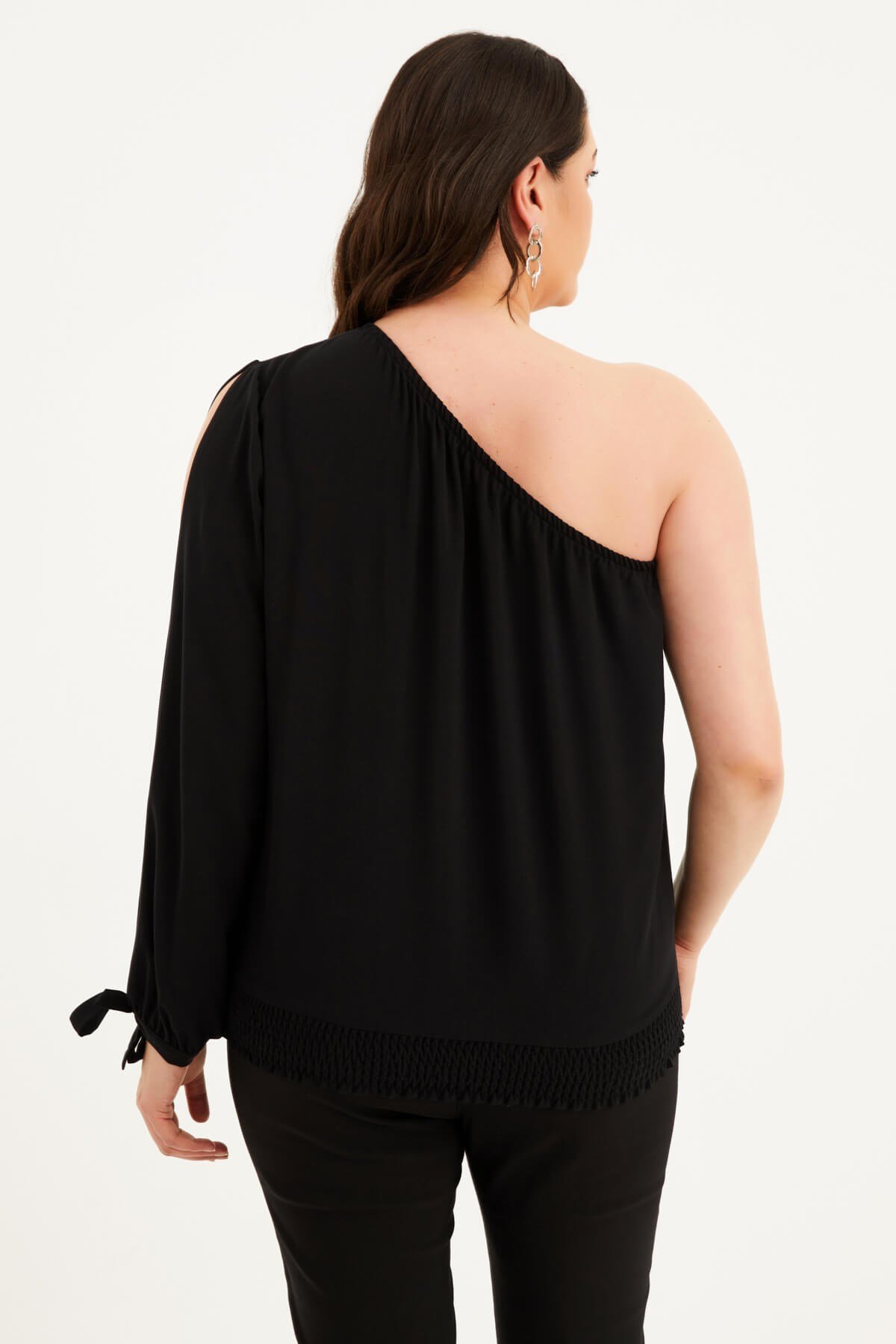 Myline-Kolu Yırtmaçlı Gipeli Bluz-Büyük Beden Bluz-77588