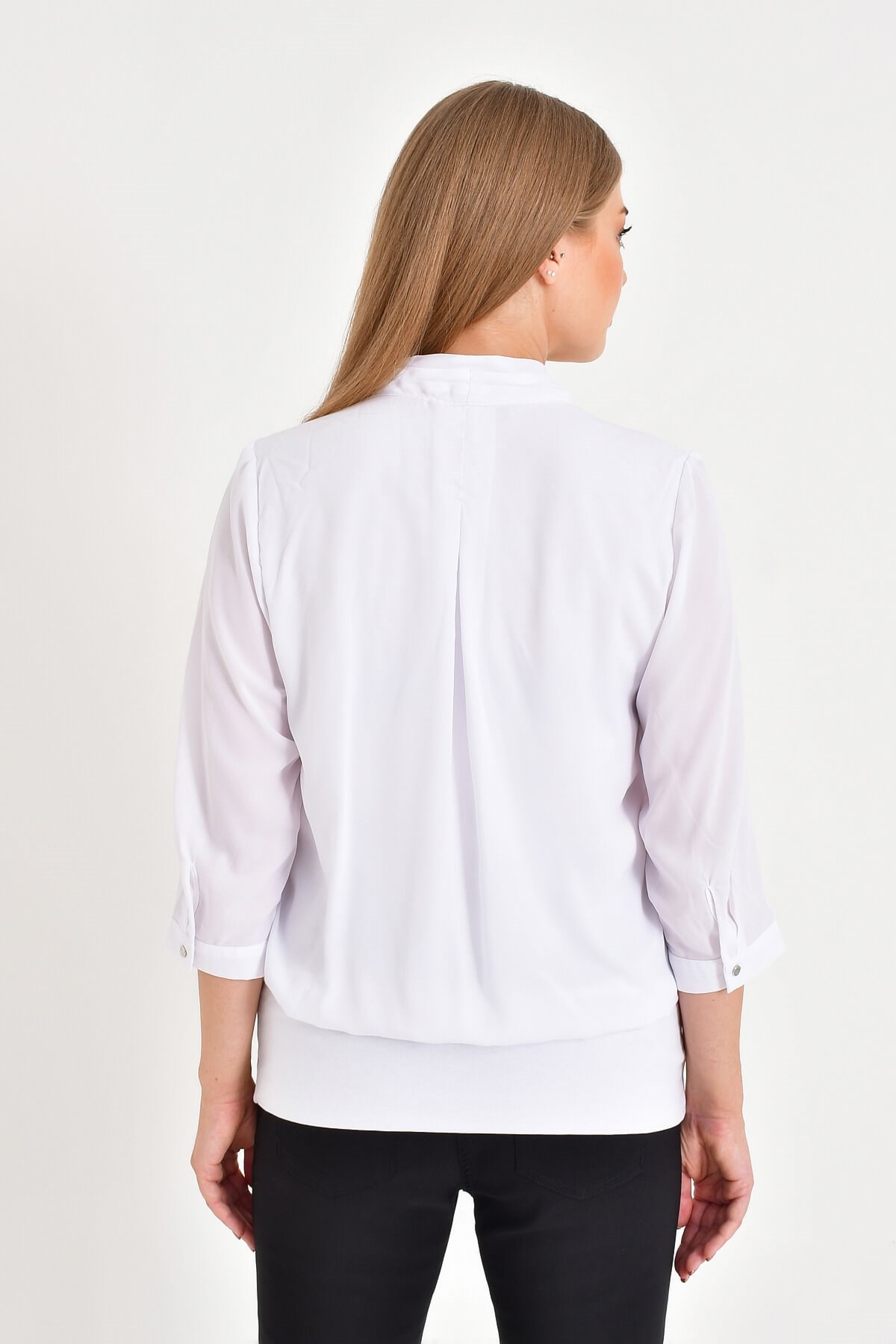 Myline-Kruvaze Şifon Bluz-Büyük Beden Bluz-12436-m