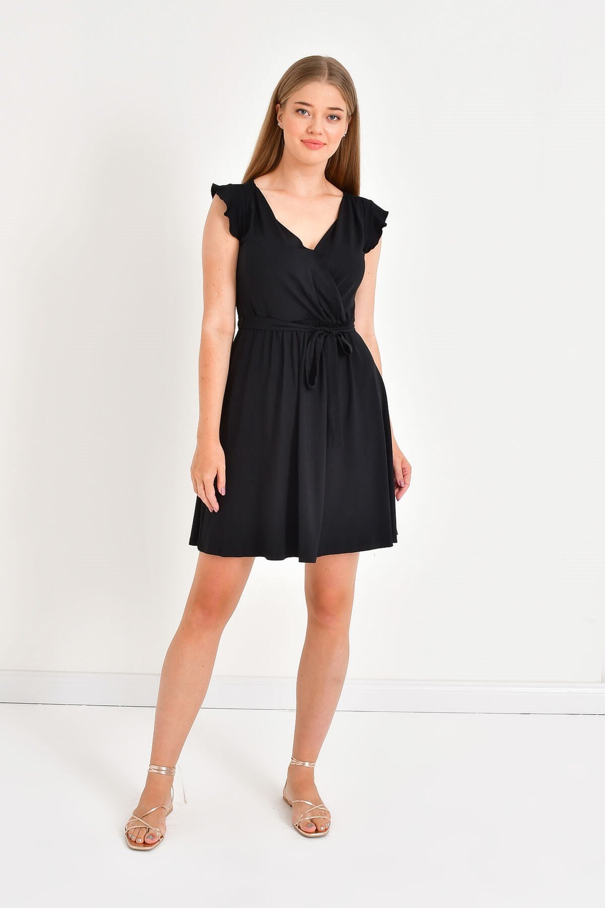 Myline-Kurvazeli Penye Elbise-Büyük Beden Günlük Elbiseler-12408-m