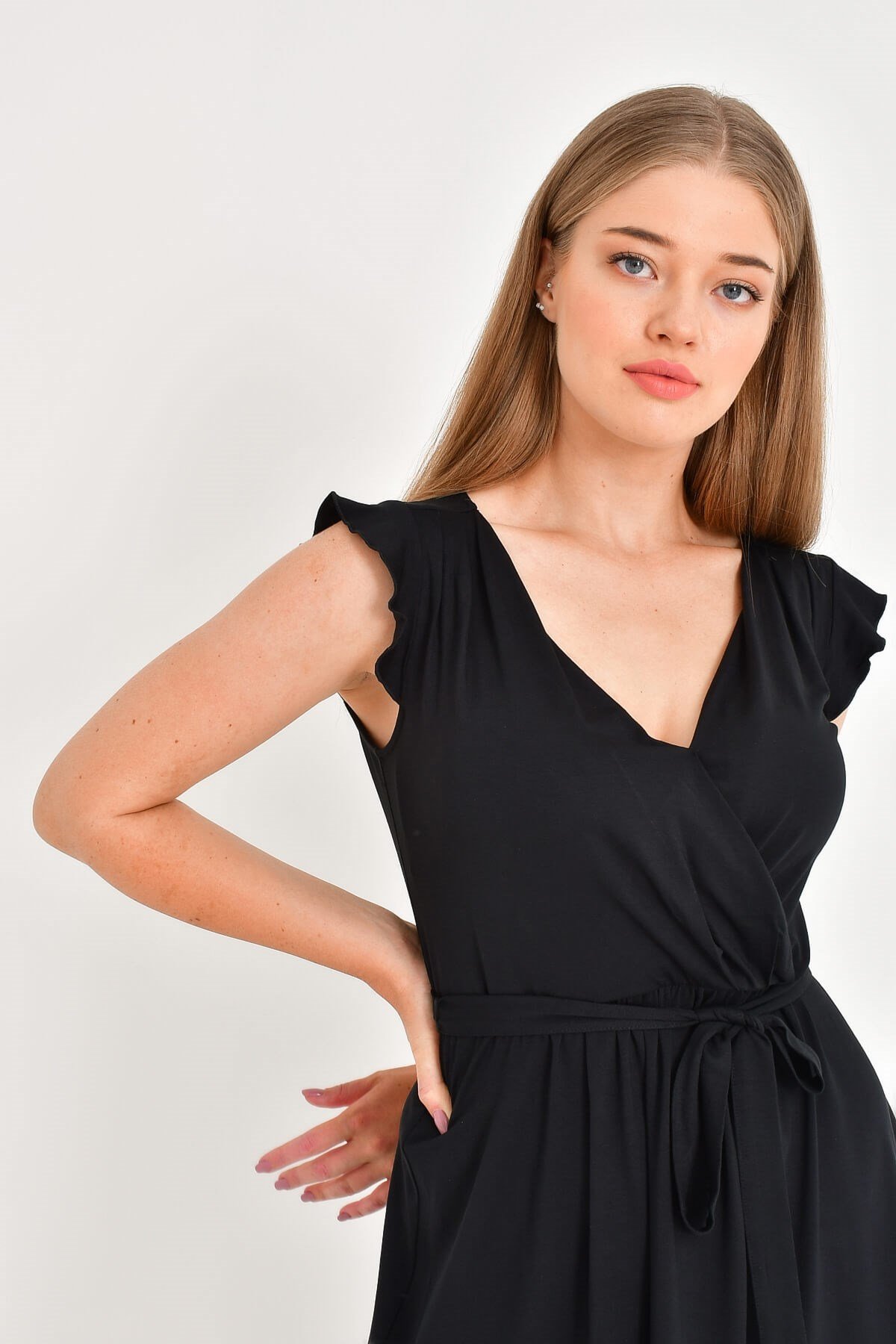 Myline-Kurvazeli Penye Elbise-Büyük Beden Günlük Elbiseler-12408-m