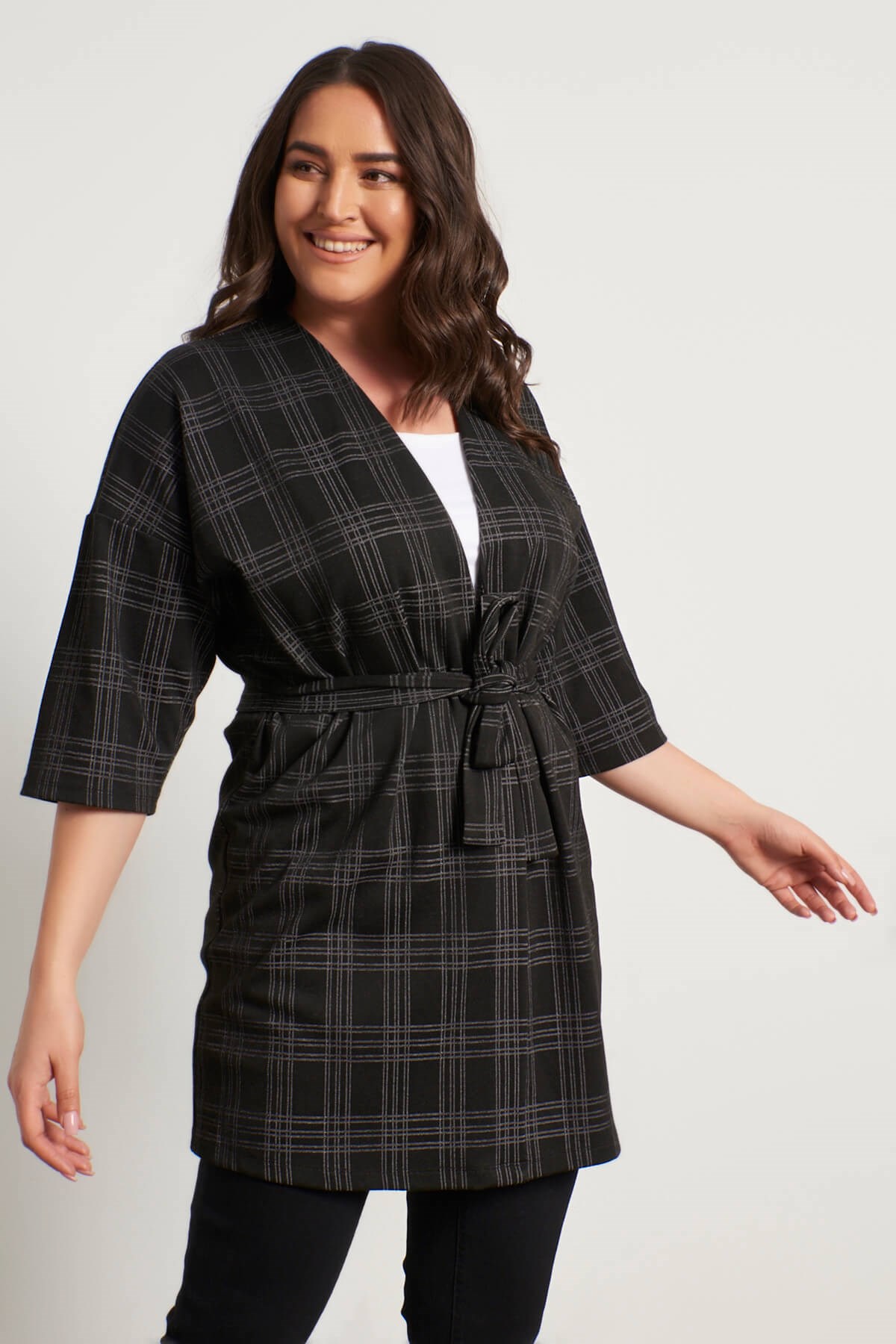 Myline-Kuşak Detay Triko Hırka-Büyük Beden Hırka-56300