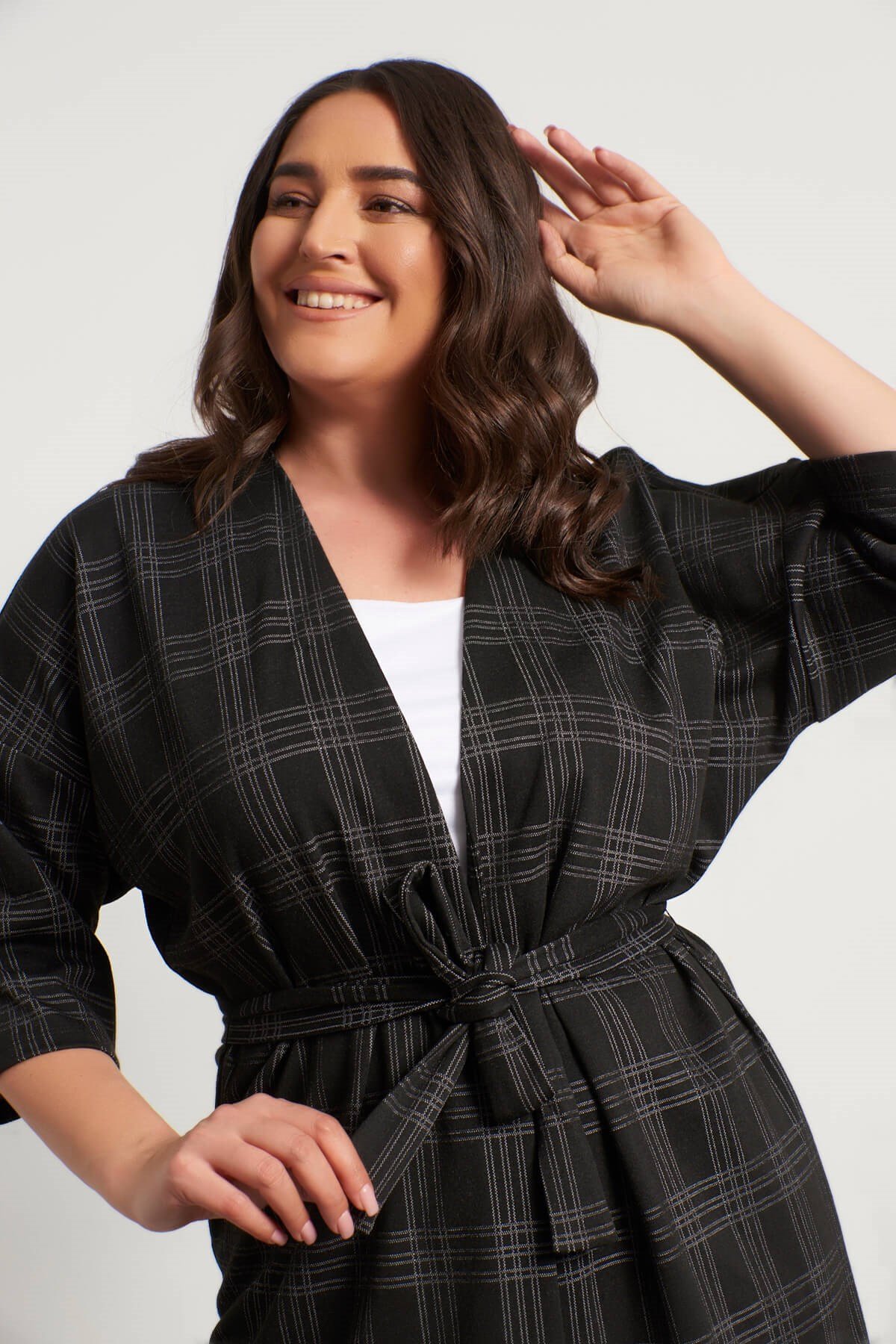 Myline-Kuşak Detay Triko Hırka-Büyük Beden Hırka-56300