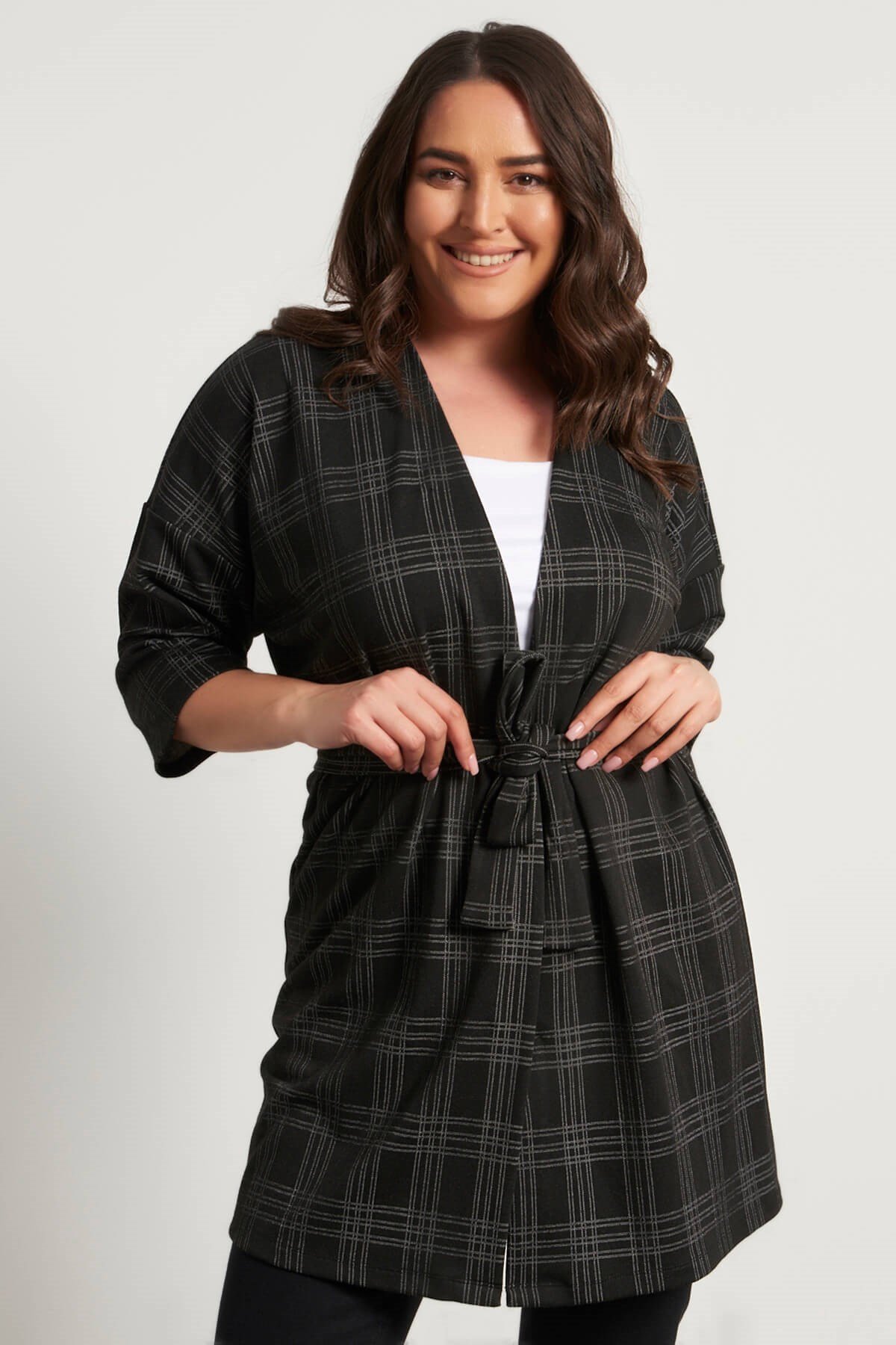 Myline-Kuşak Detay Triko Hırka-Büyük Beden Hırka-56300