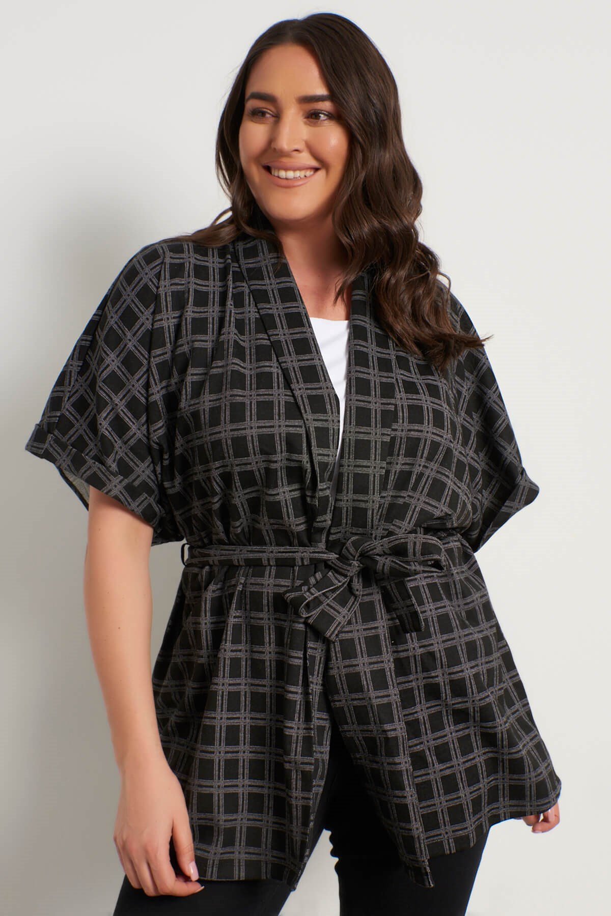 Myline-Kuşak Detaylı Örme Yelek-Büyük Beden Hırka-56248