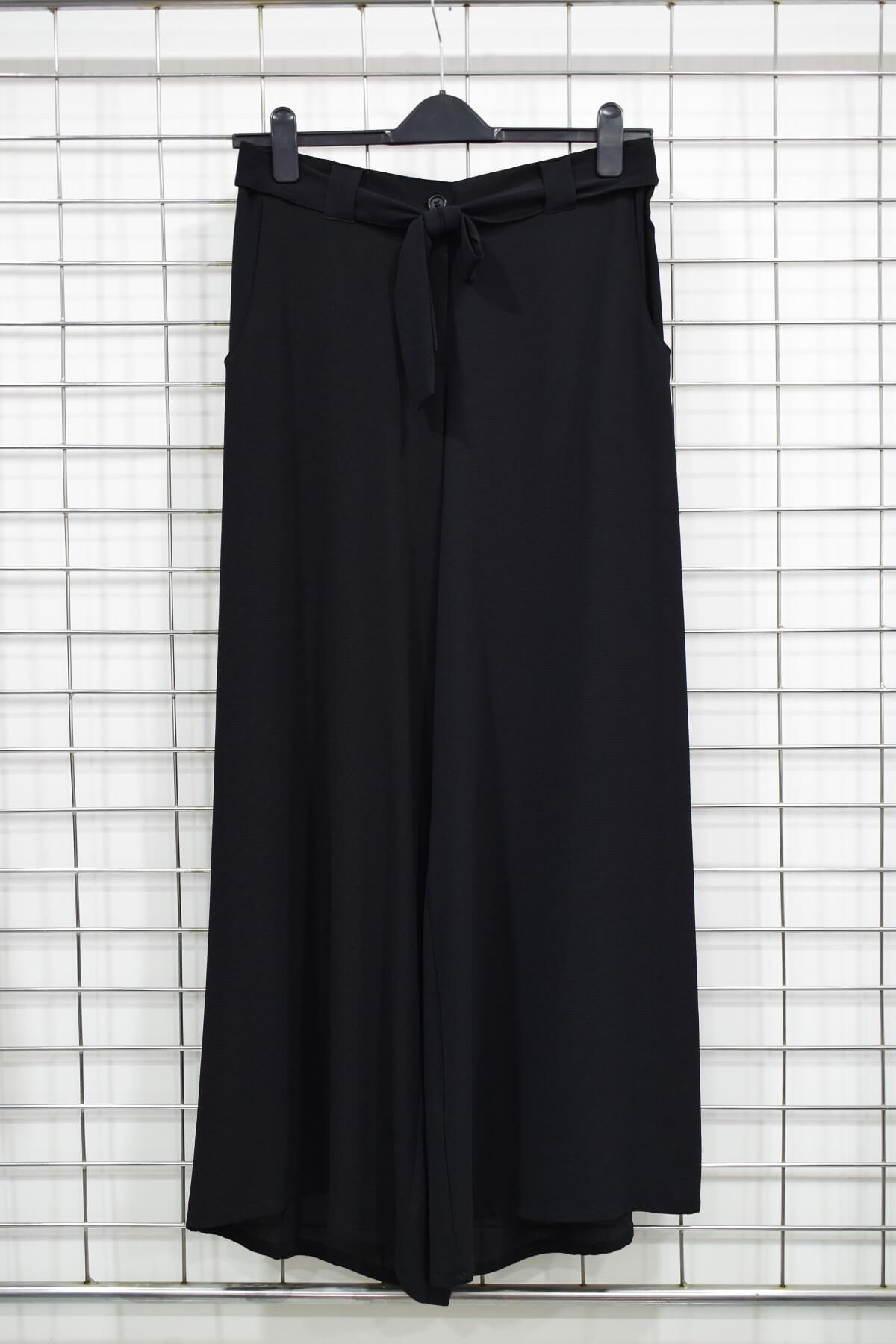 Myline-Kuşaklı Geniş Paçalı Pantolon-Büyük Beden Outlet-56222