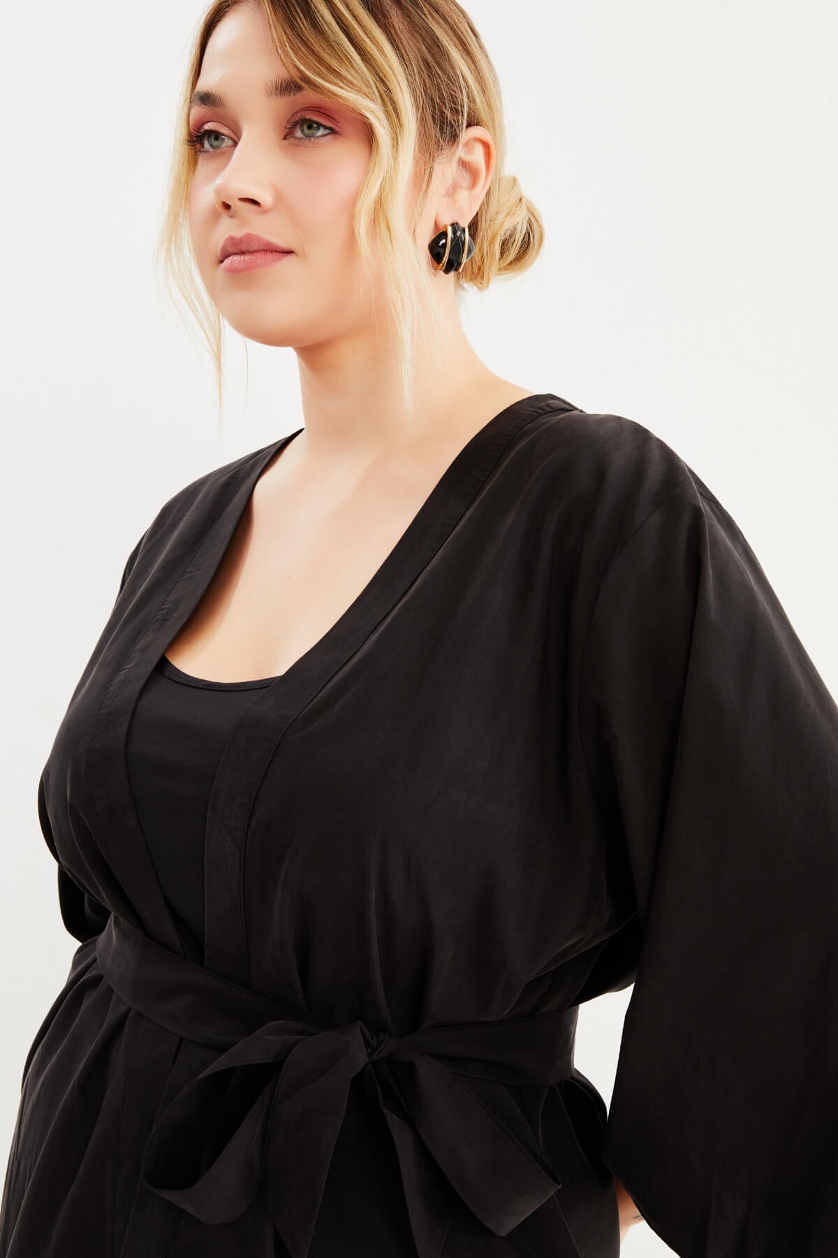 Myline-Kuşaklı Kimono-Büyük Beden Hırka-77633