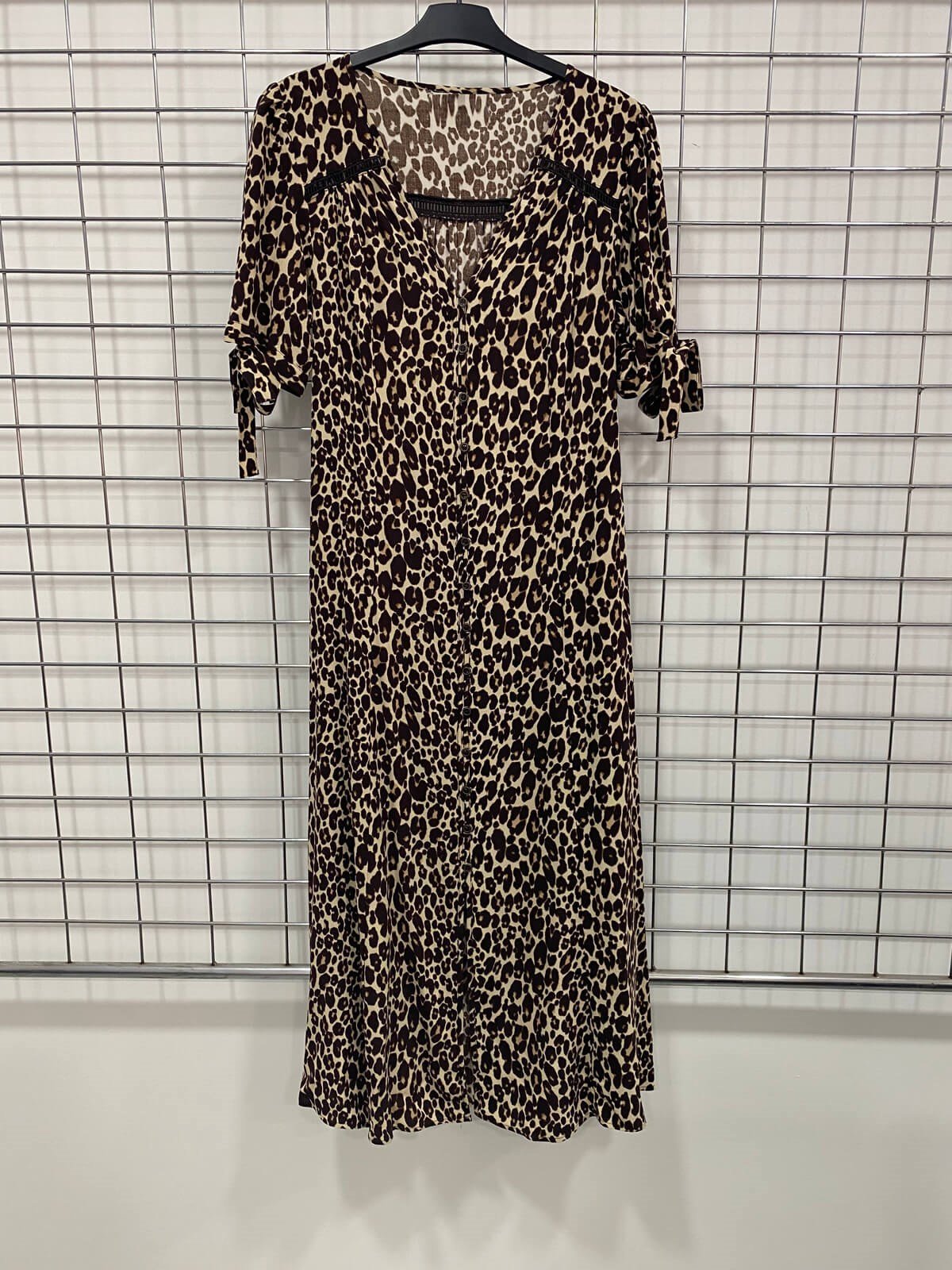 Myline-Leopar Desenli Uzun Elbise-Büyük Beden Outlet-66481