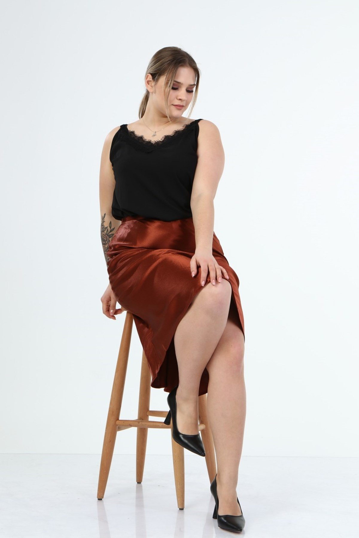 Myline-Midi Etek-Büyük Beden Etek-45808