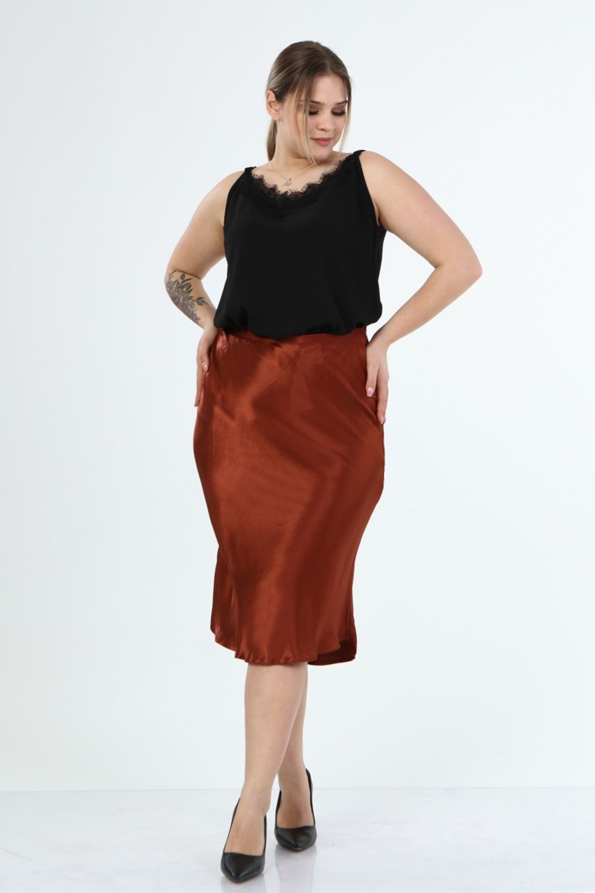 Myline-Midi Etek-Büyük Beden Etek-45808