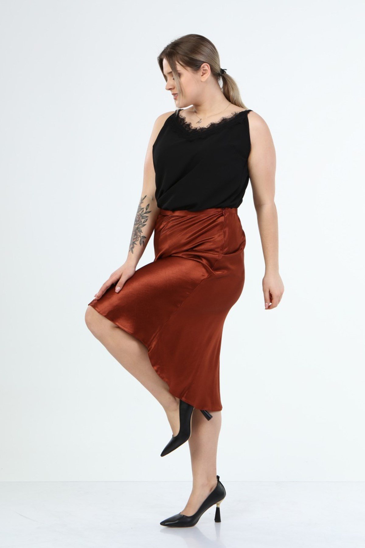 Myline-Midi Etek-Büyük Beden Etek-45808